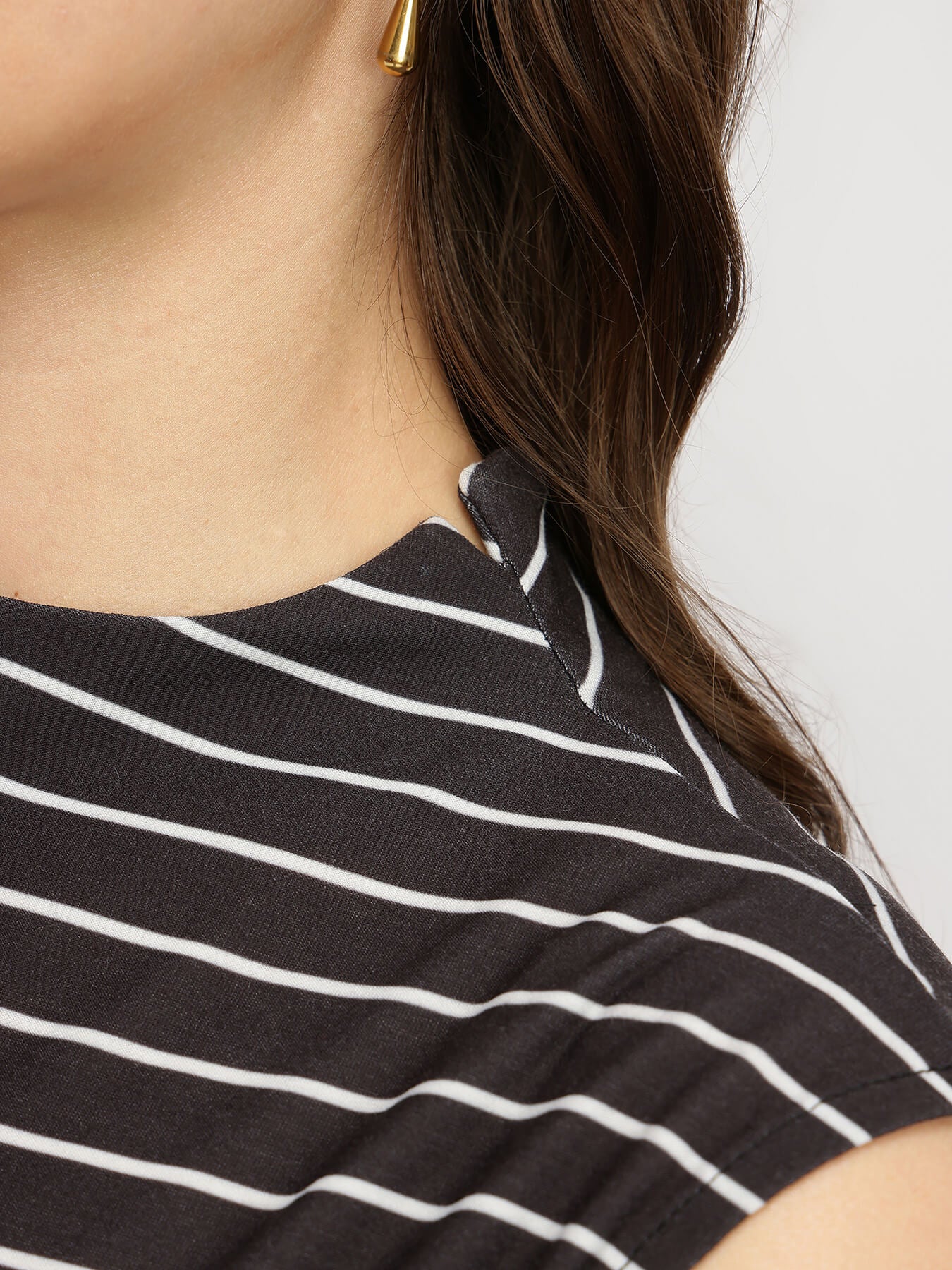 Striped Bodycon Dress - Black