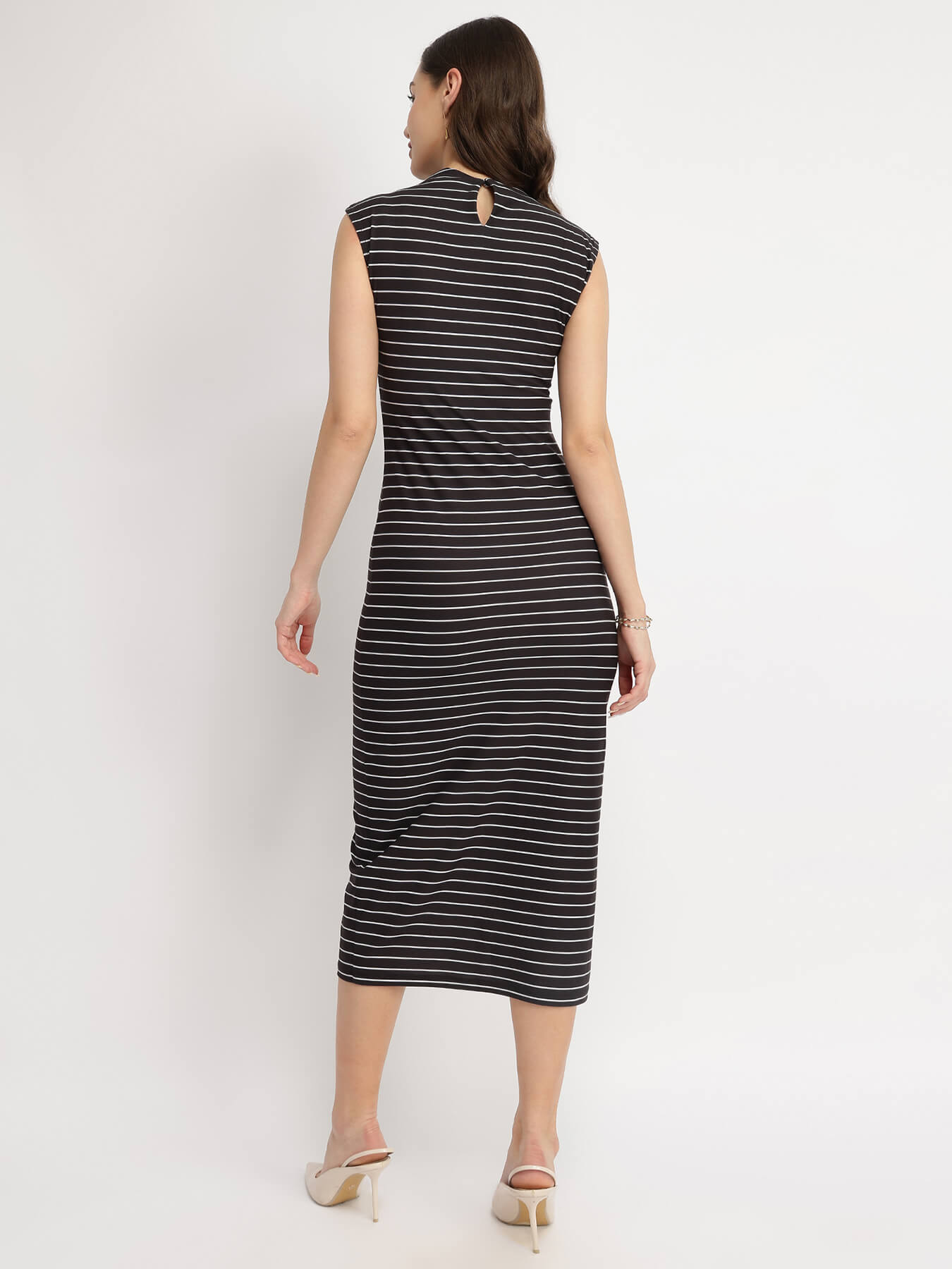 Striped Bodycon Dress - Black