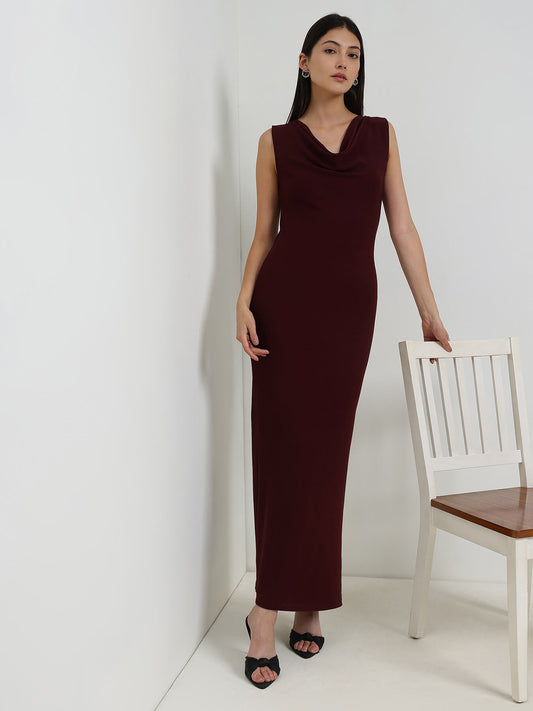 Bodycon Maxi Dress - Wine