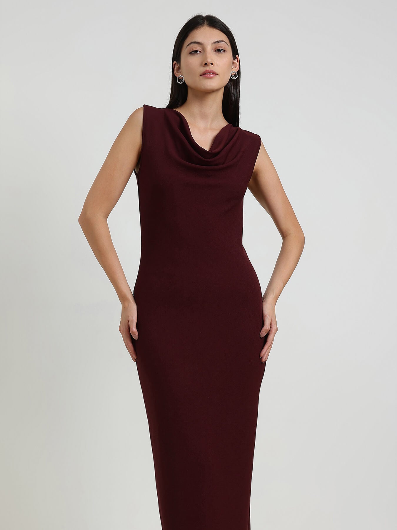 Bodycon Maxi Dress - Wine