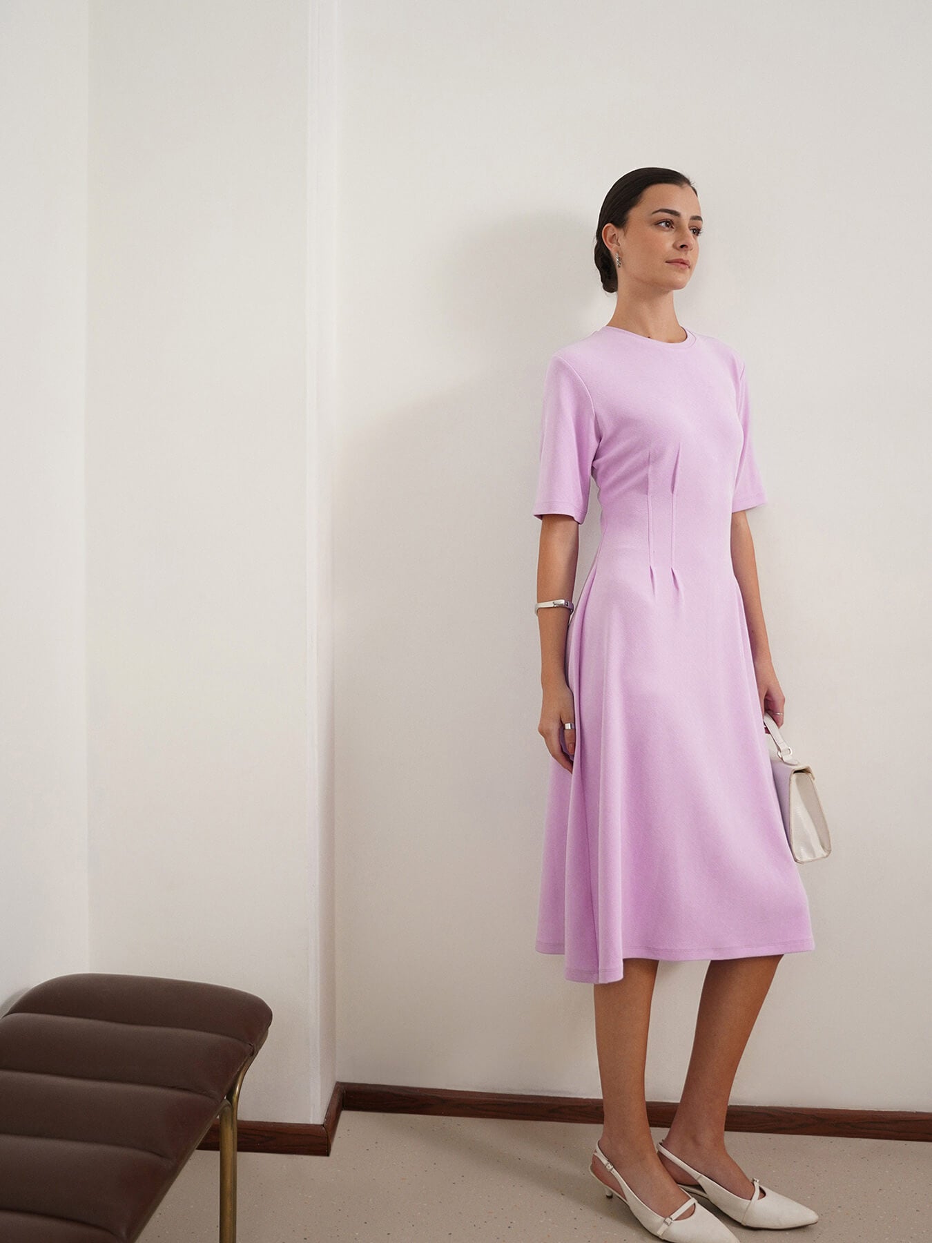 A-Line Midi Dress - Lavender