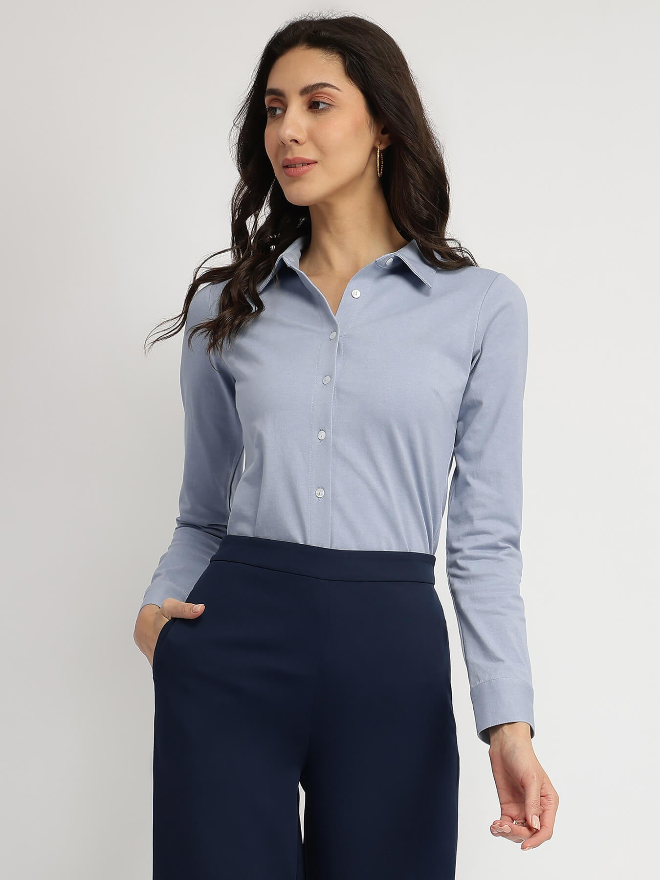 Cotton Knit Shirt - Blue