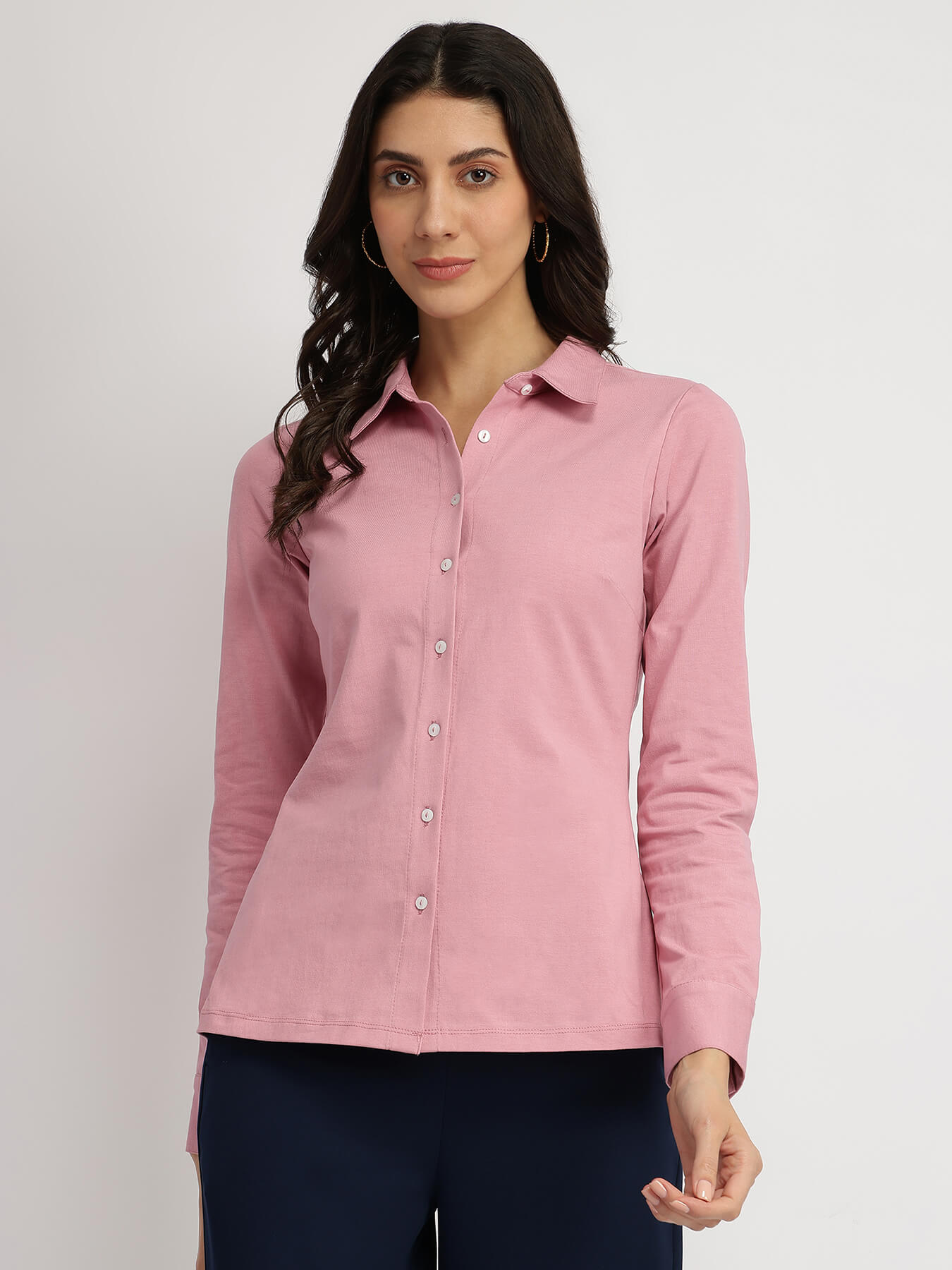 Cotton Knit Shirt - Pink
