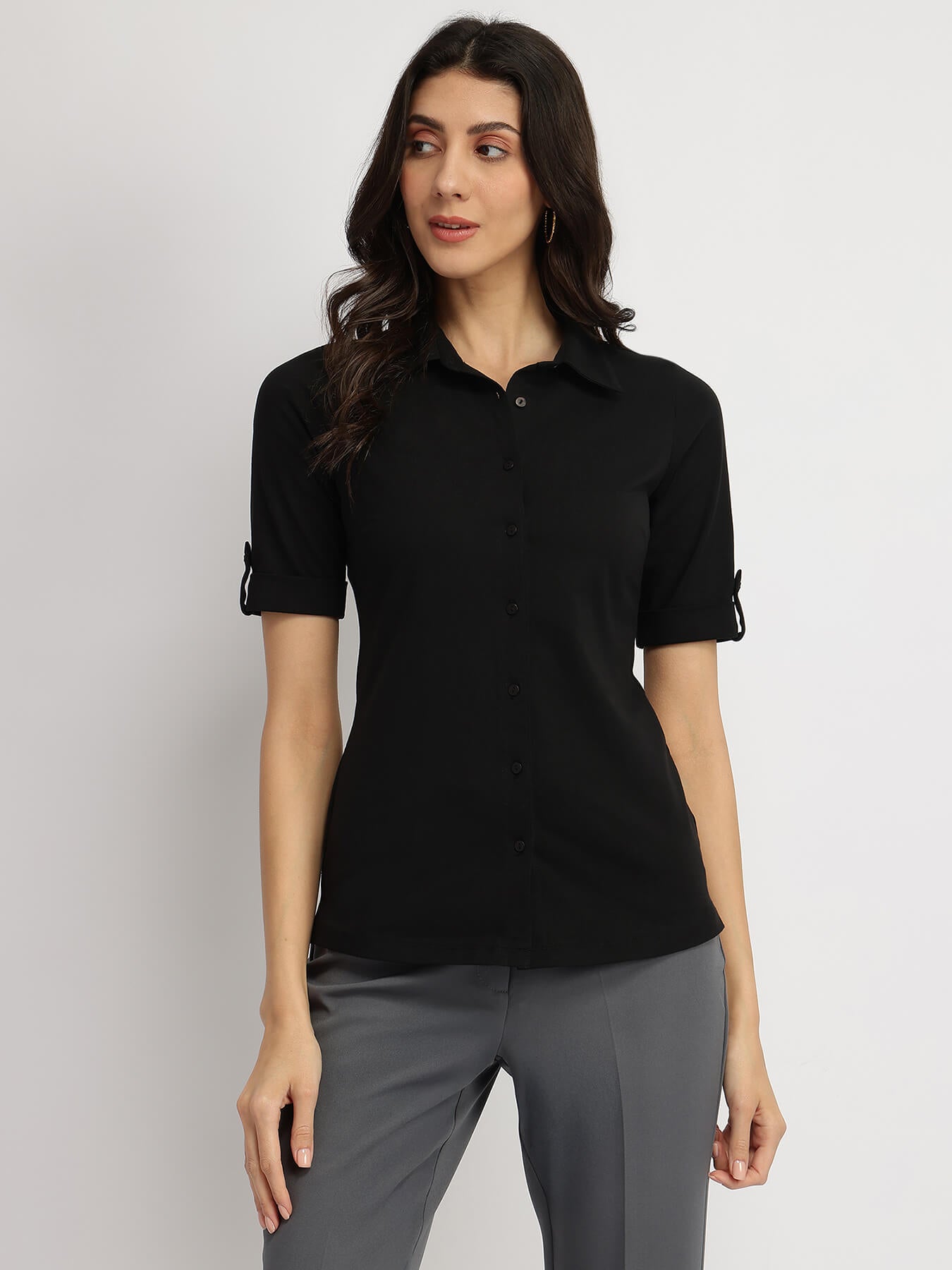 Cotton Knit Shirt - Black