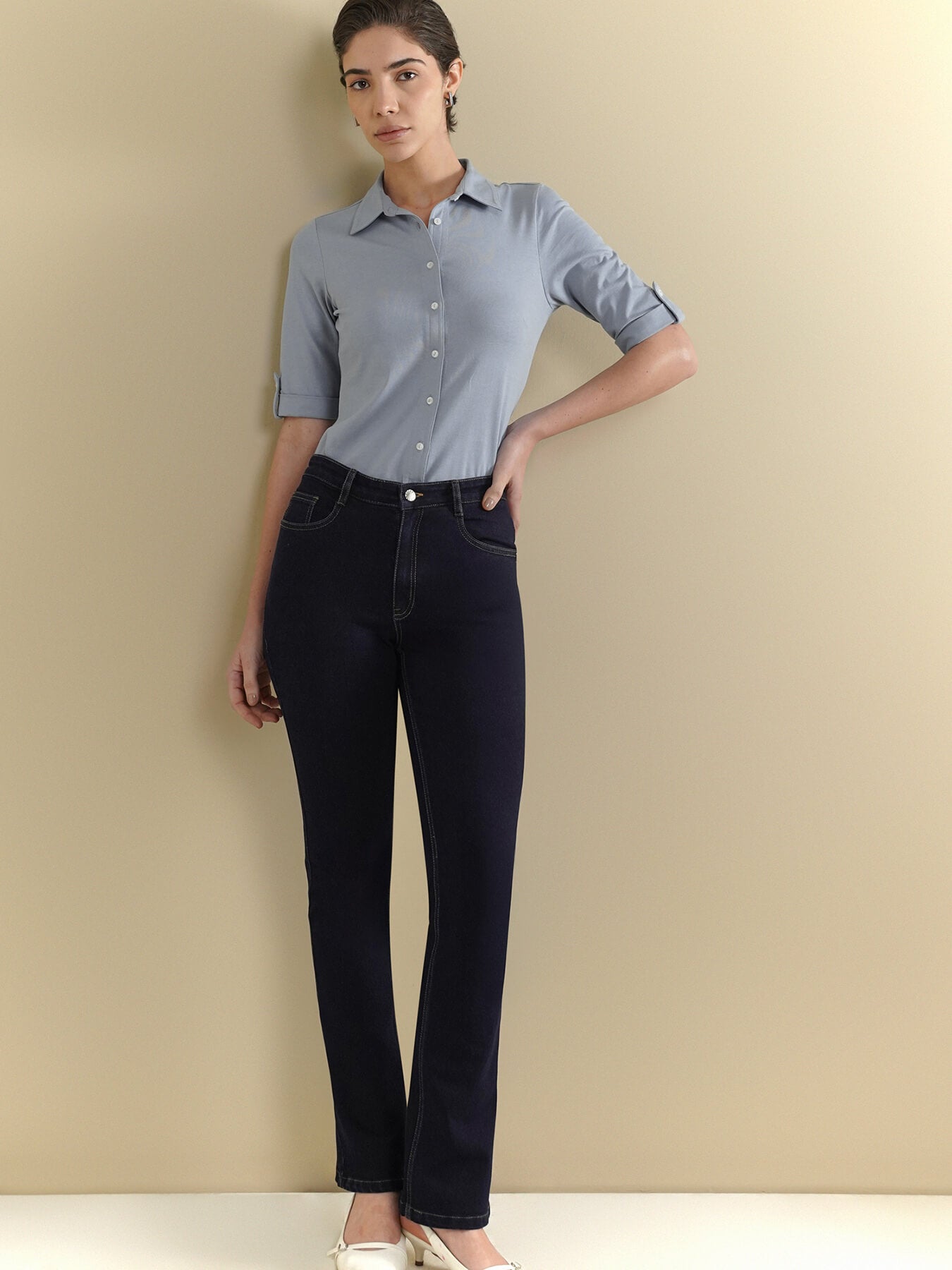 Cotton Knit Shirt - Blue