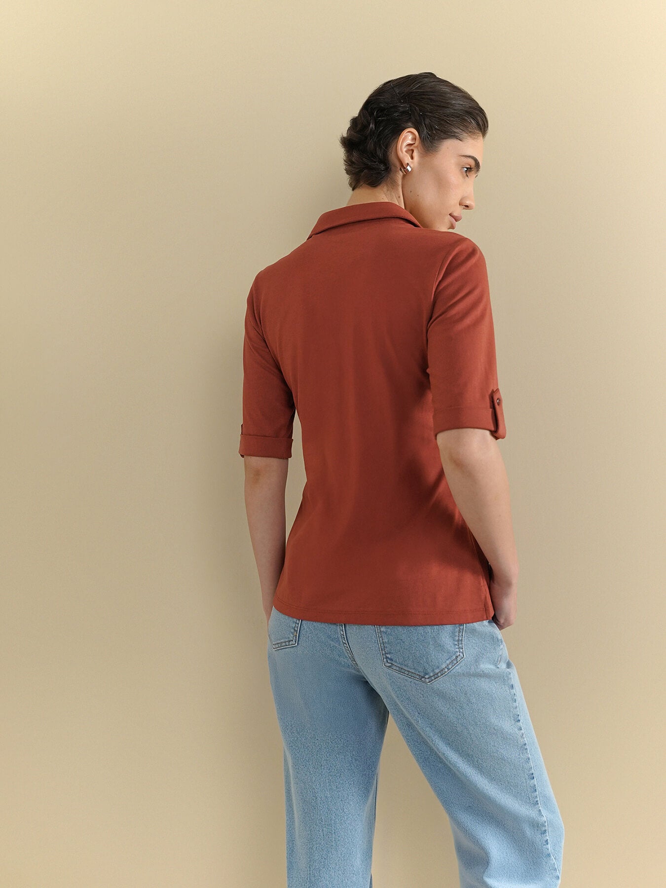 Cotton Knit Shirt - Rust