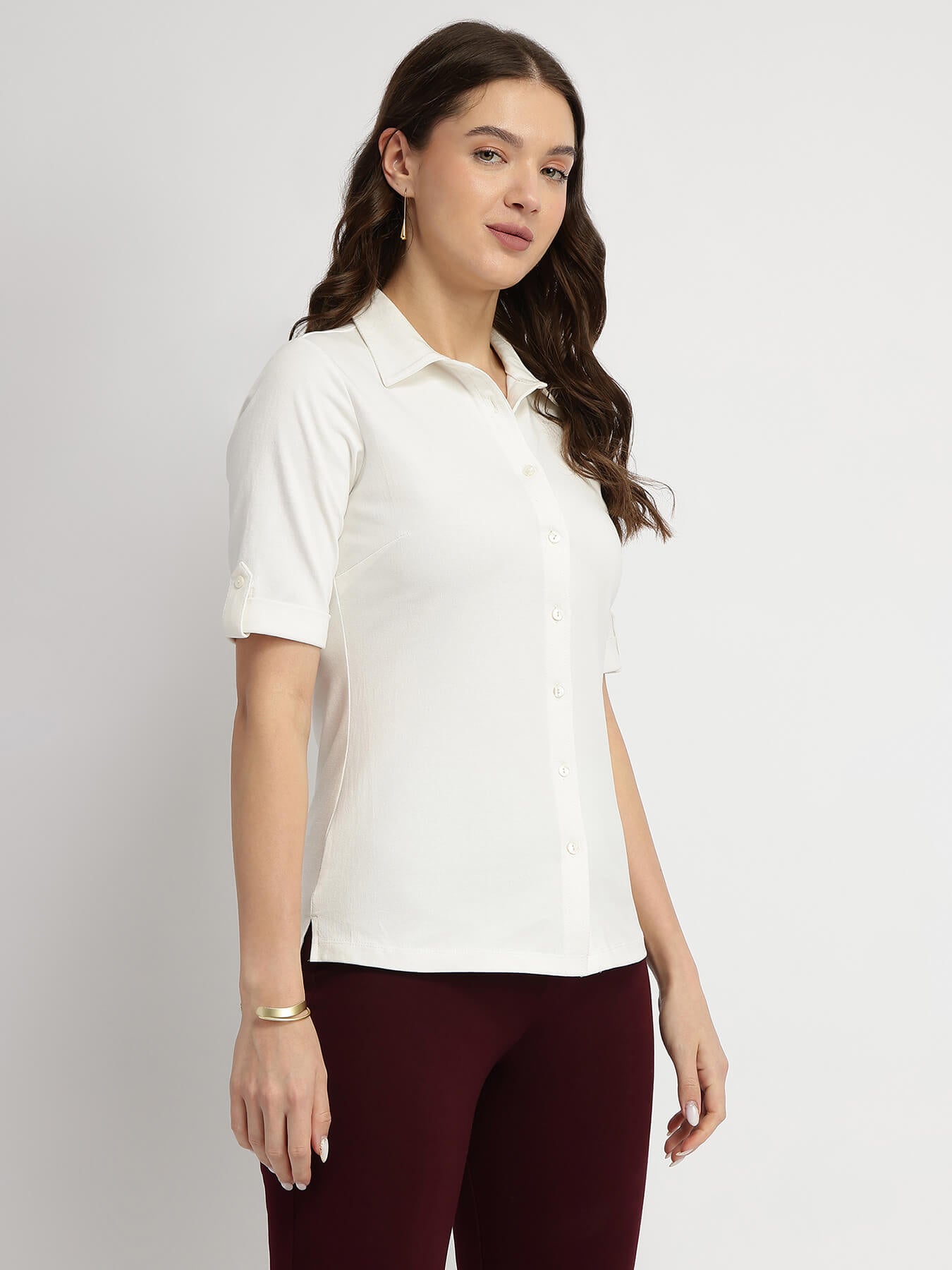 Cotton Knit Shirt - White