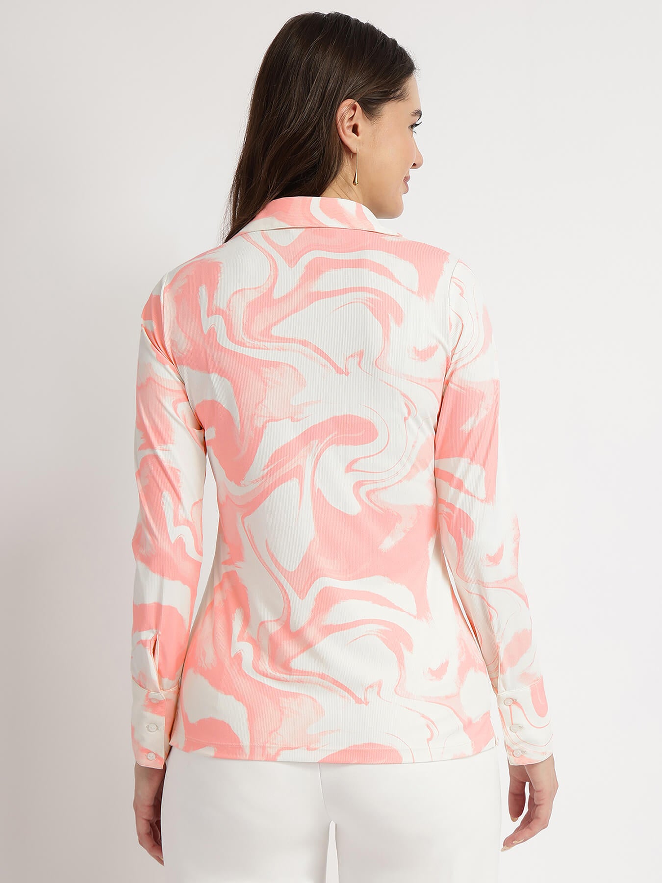 Marble Print Knit Shirt - Pink