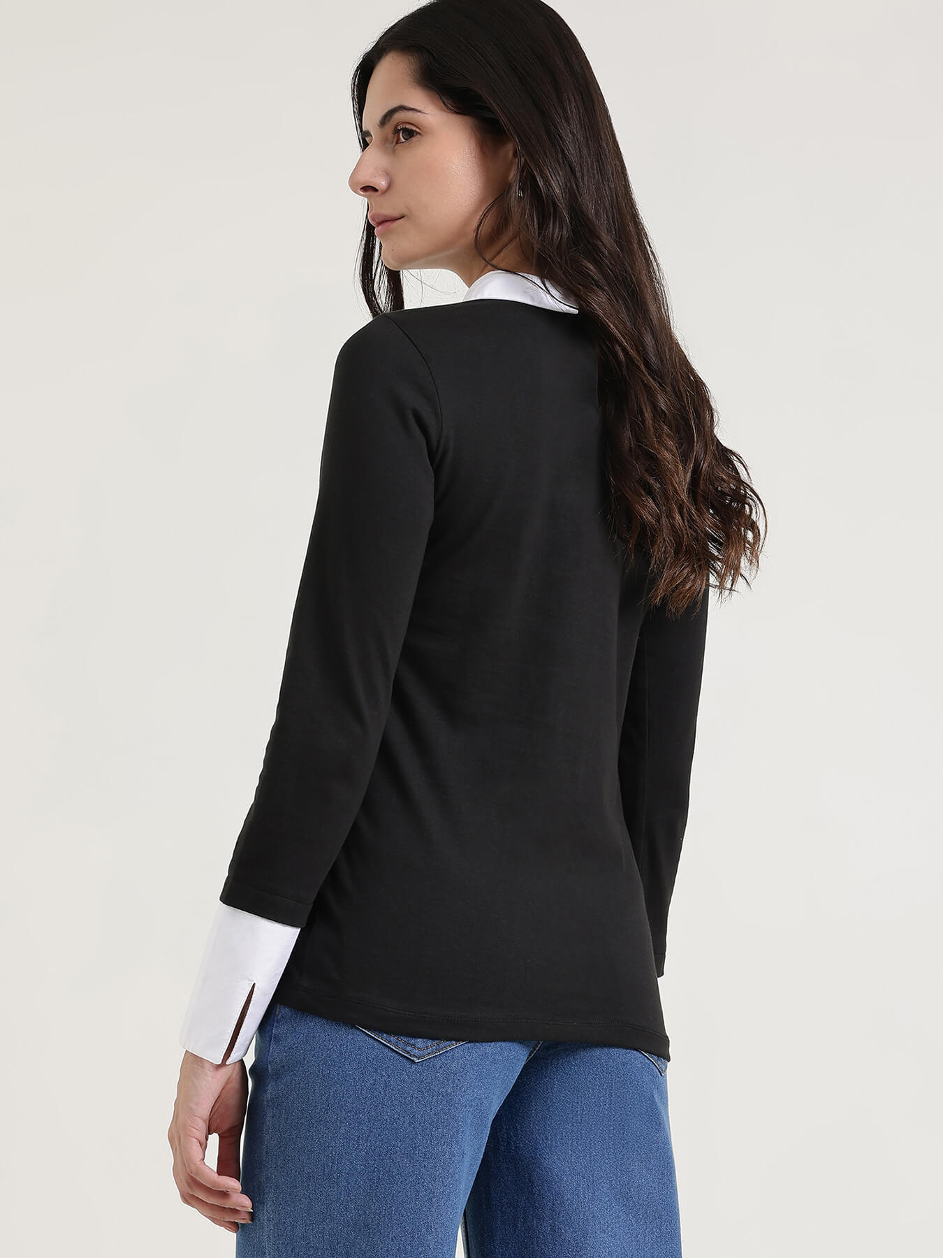 Cotton Collar Style Shirt - Black