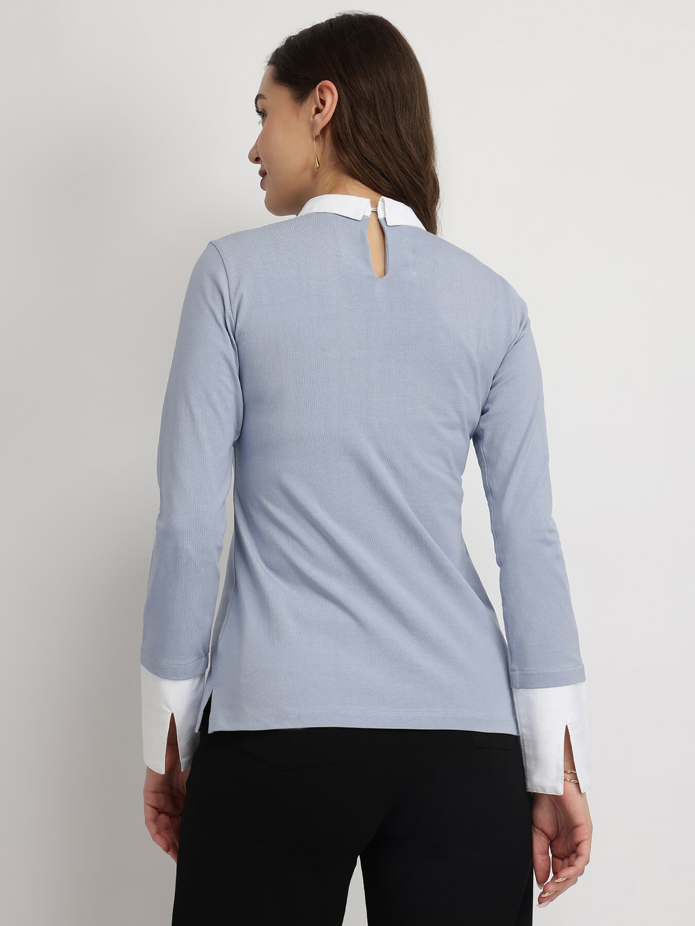 Cotton Collar Style Shirt - Blue