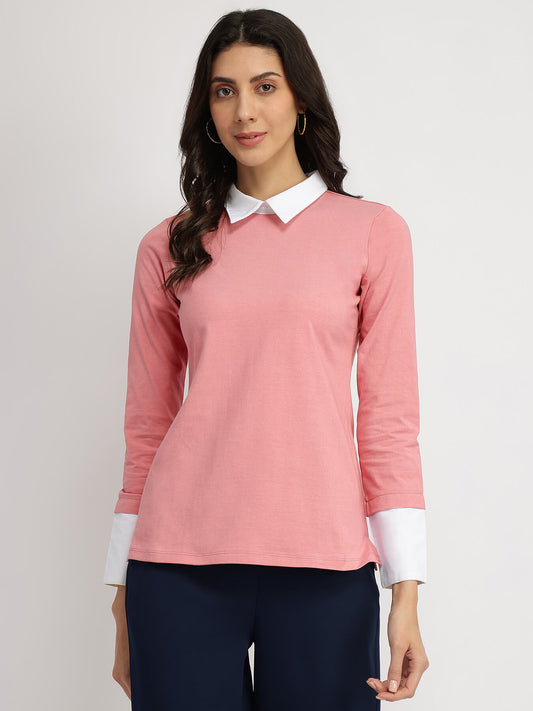 Cotton Collar Style Shirt - Pink