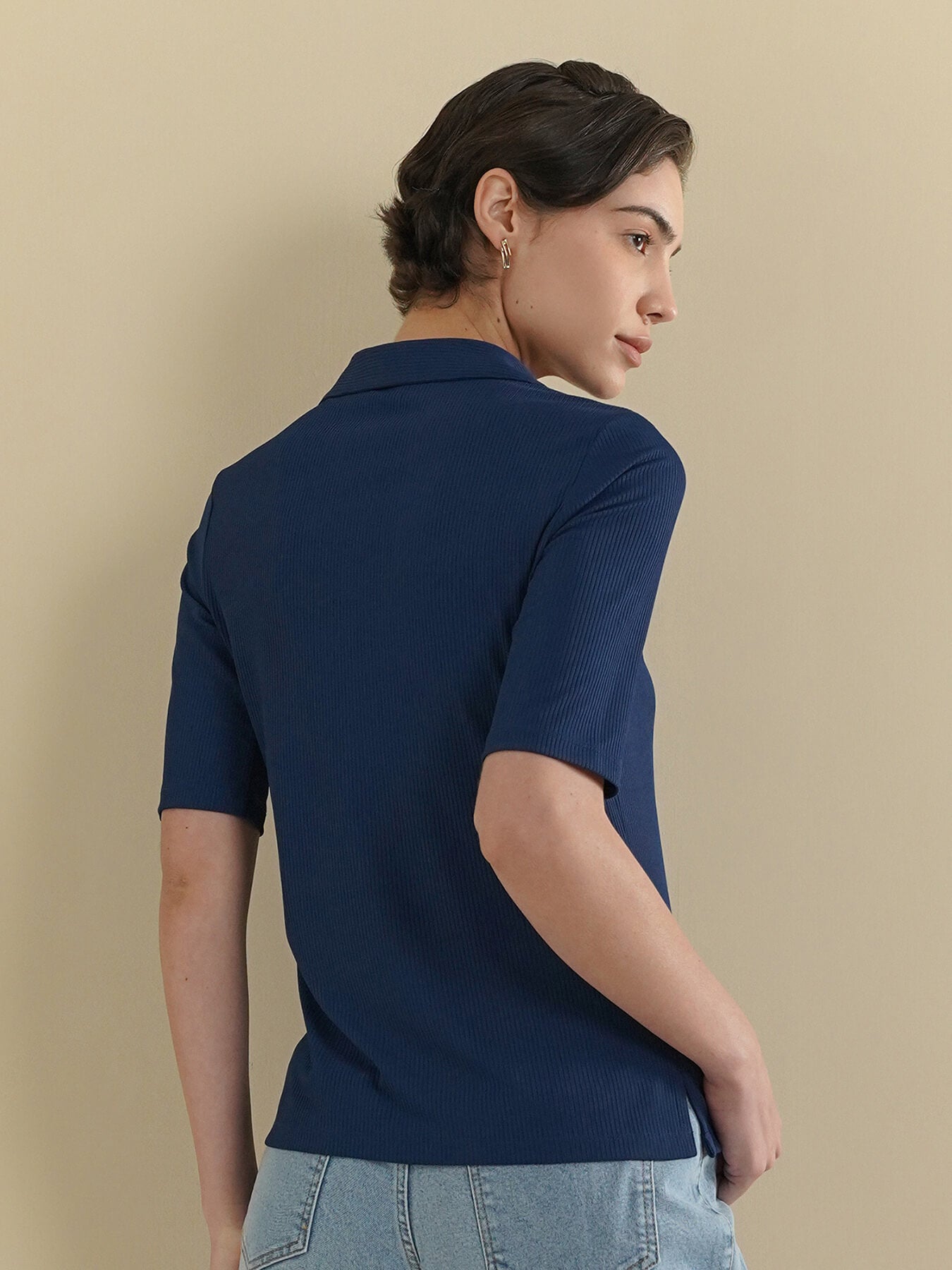 Ribbed Shirt - Navy Blue