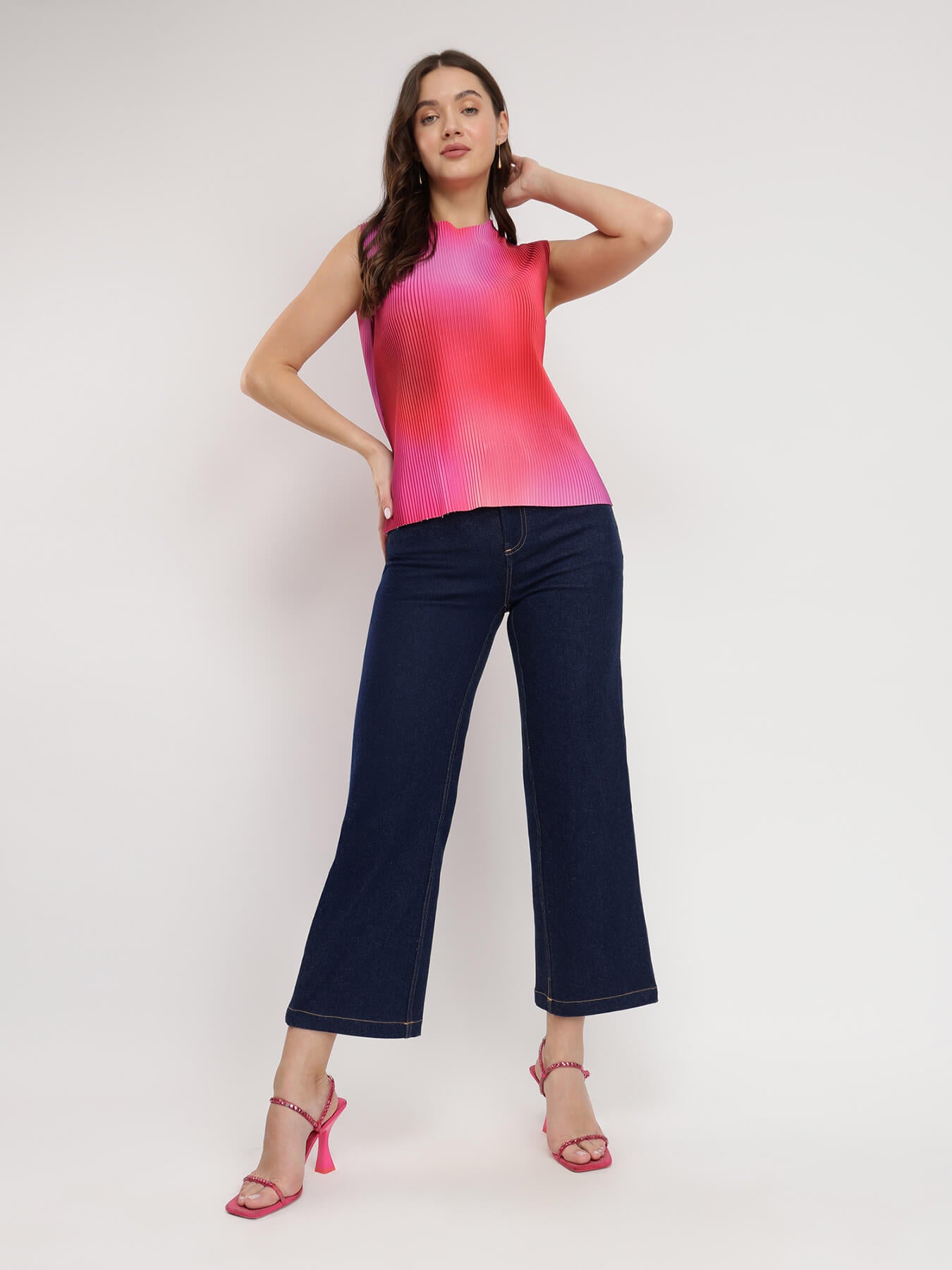 Ombre Pleated Top - Pink