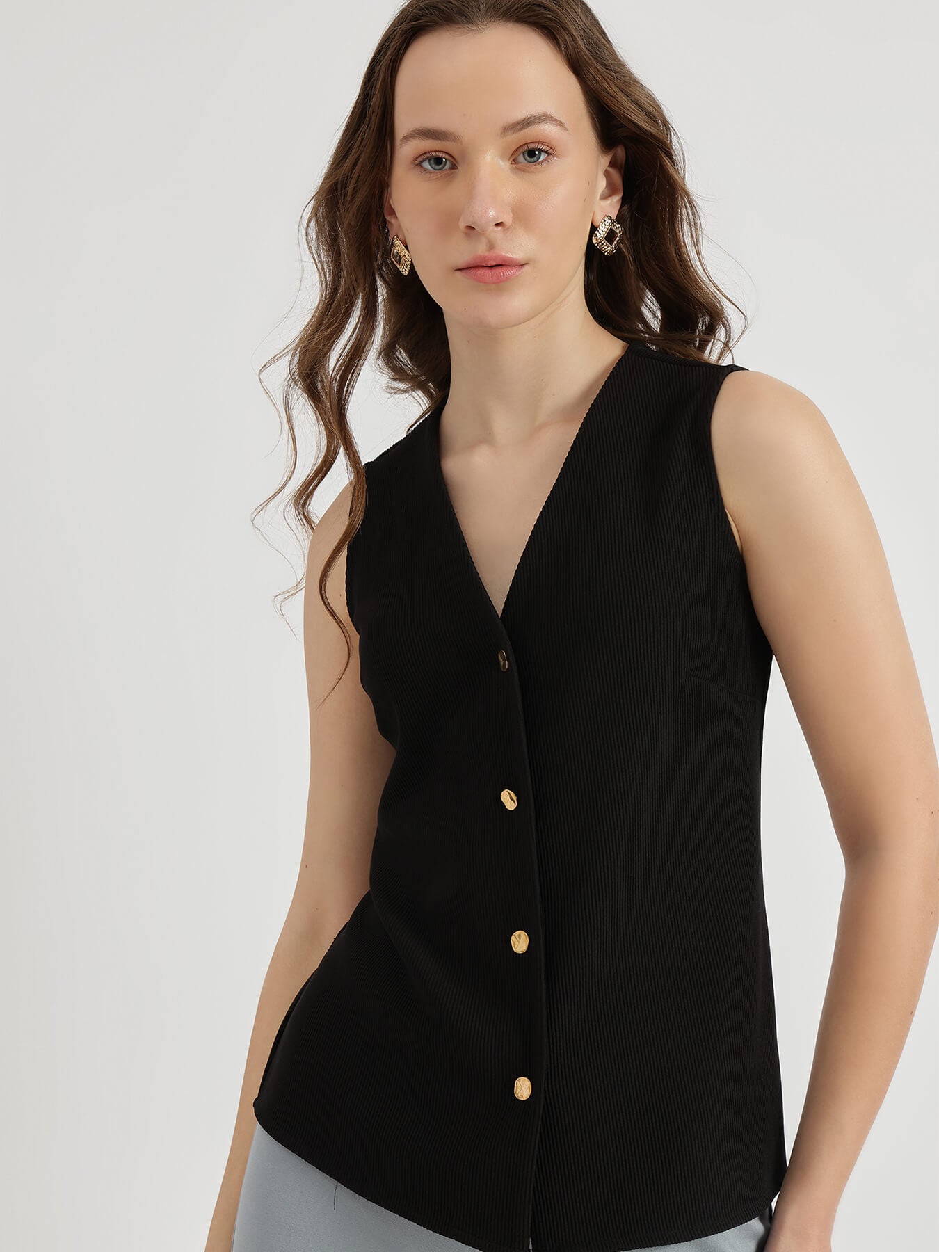 Ribbed Waistcoat - Black
