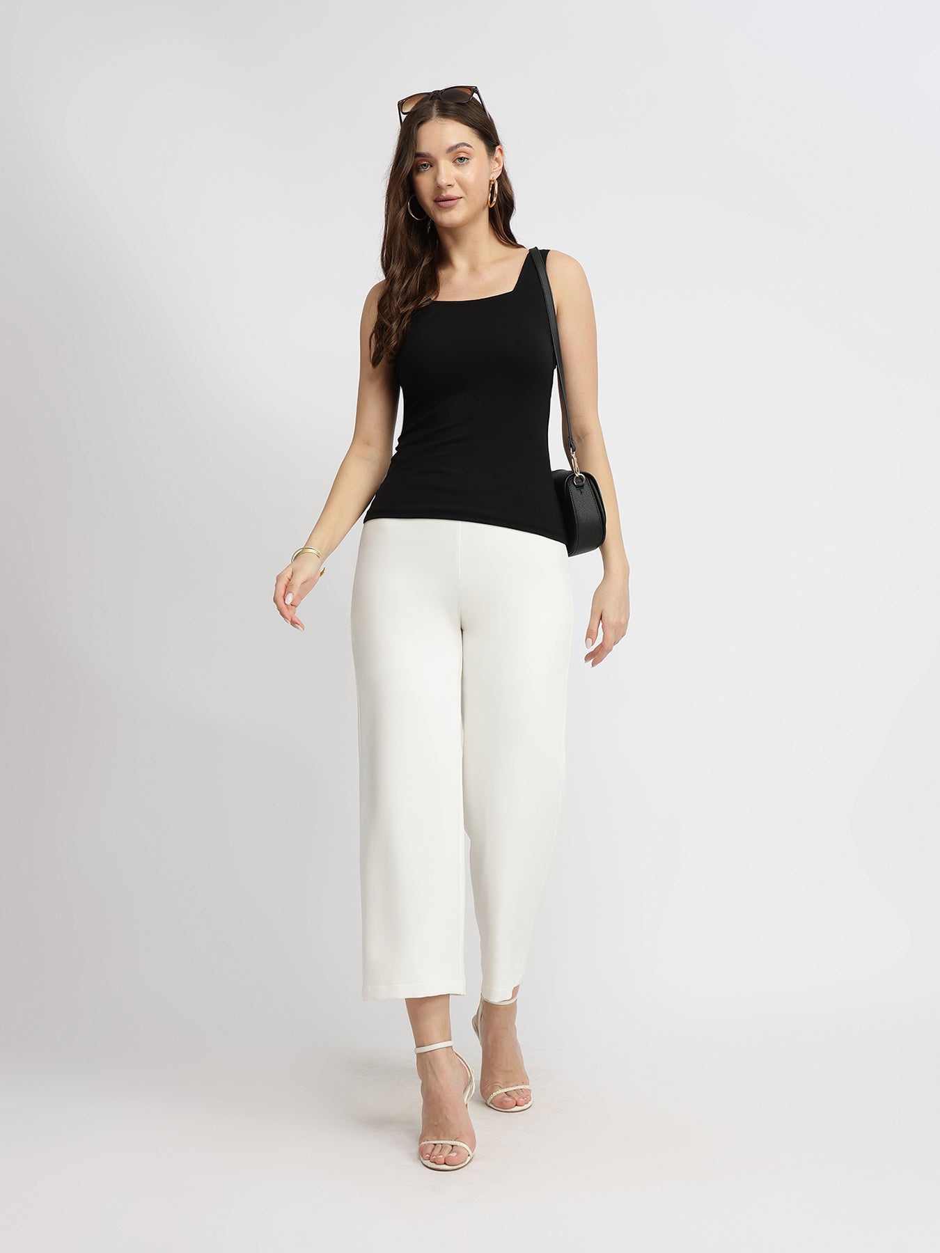 Stretchable Cotton Tank Top - Black