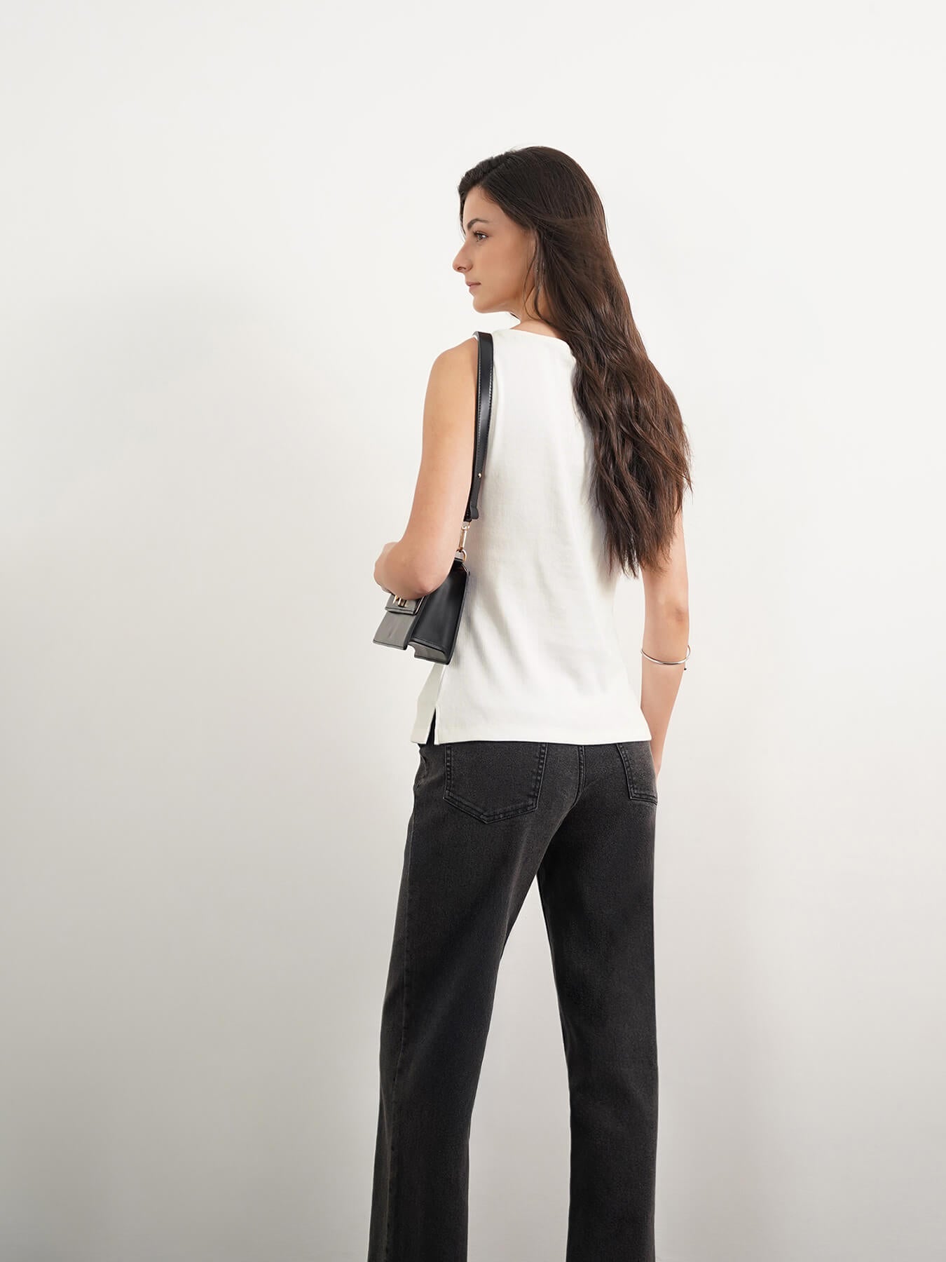 Cotton Boat Neck Tank Top - Off White