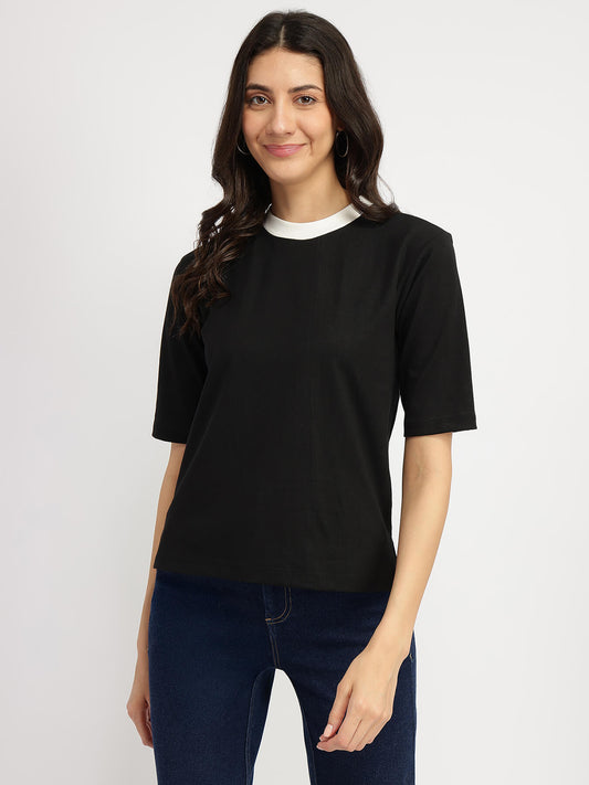 Cotton Crew Neck T-Shirt - Black