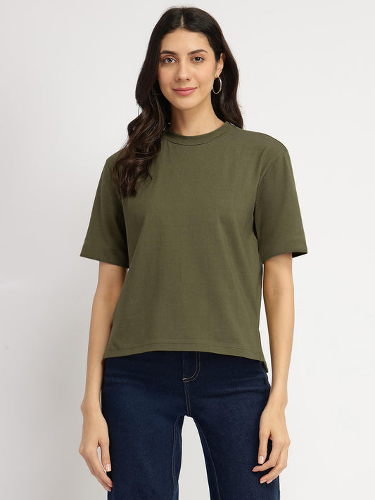 Cotton Crew Neck T-Shirt - Olive