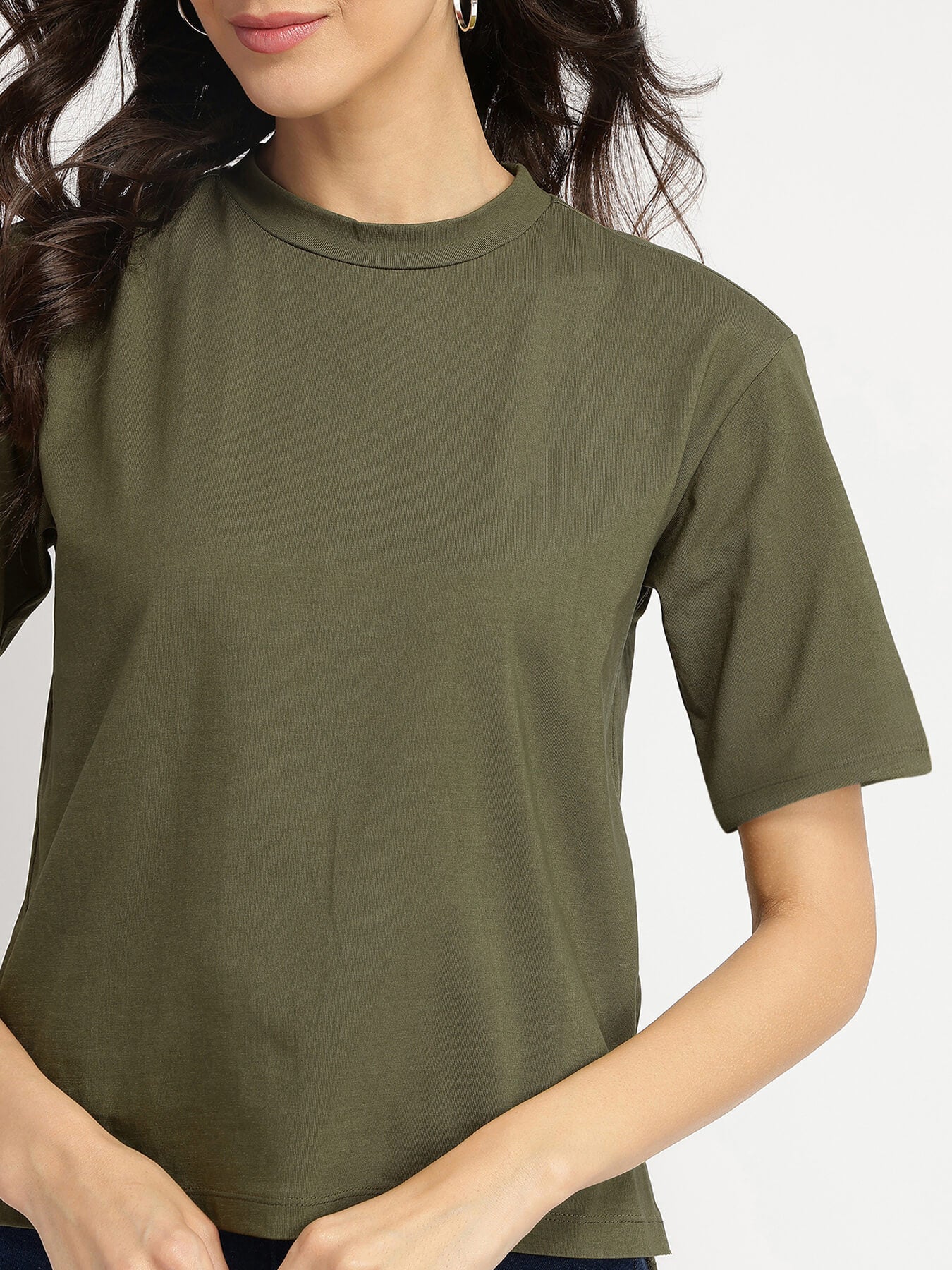 Cotton Crew Neck T-Shirt - Olive