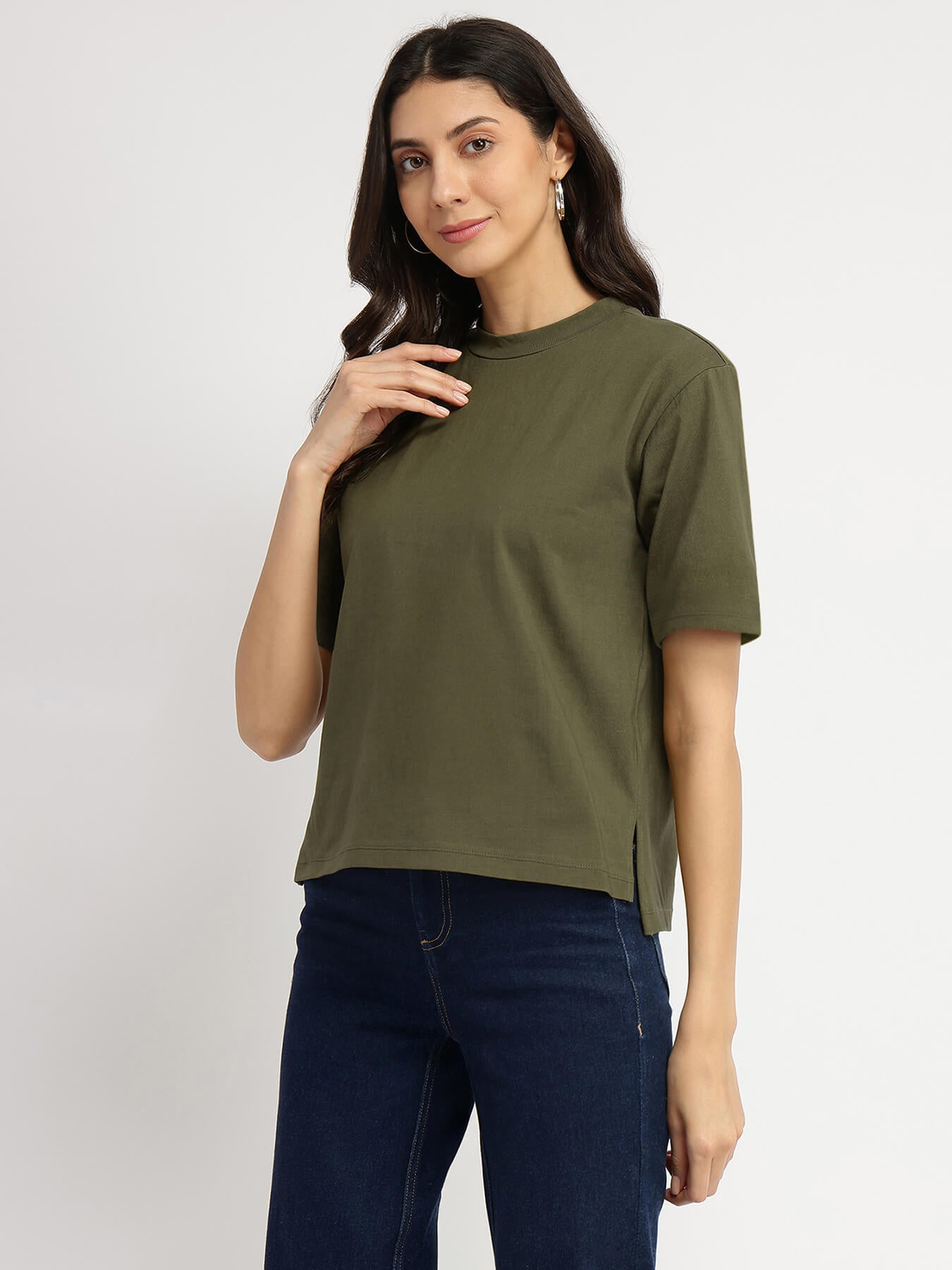 Cotton Crew Neck T-Shirt - Olive