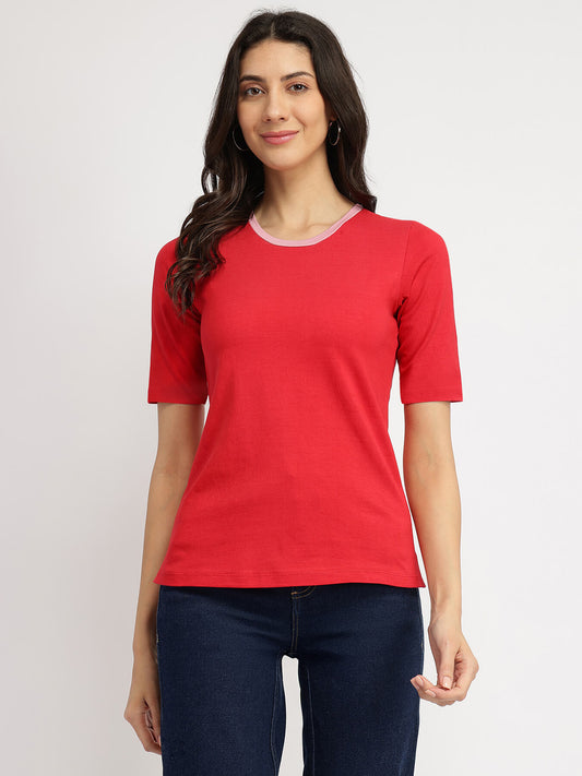 Cotton Crew Neck T-Shirt - Red