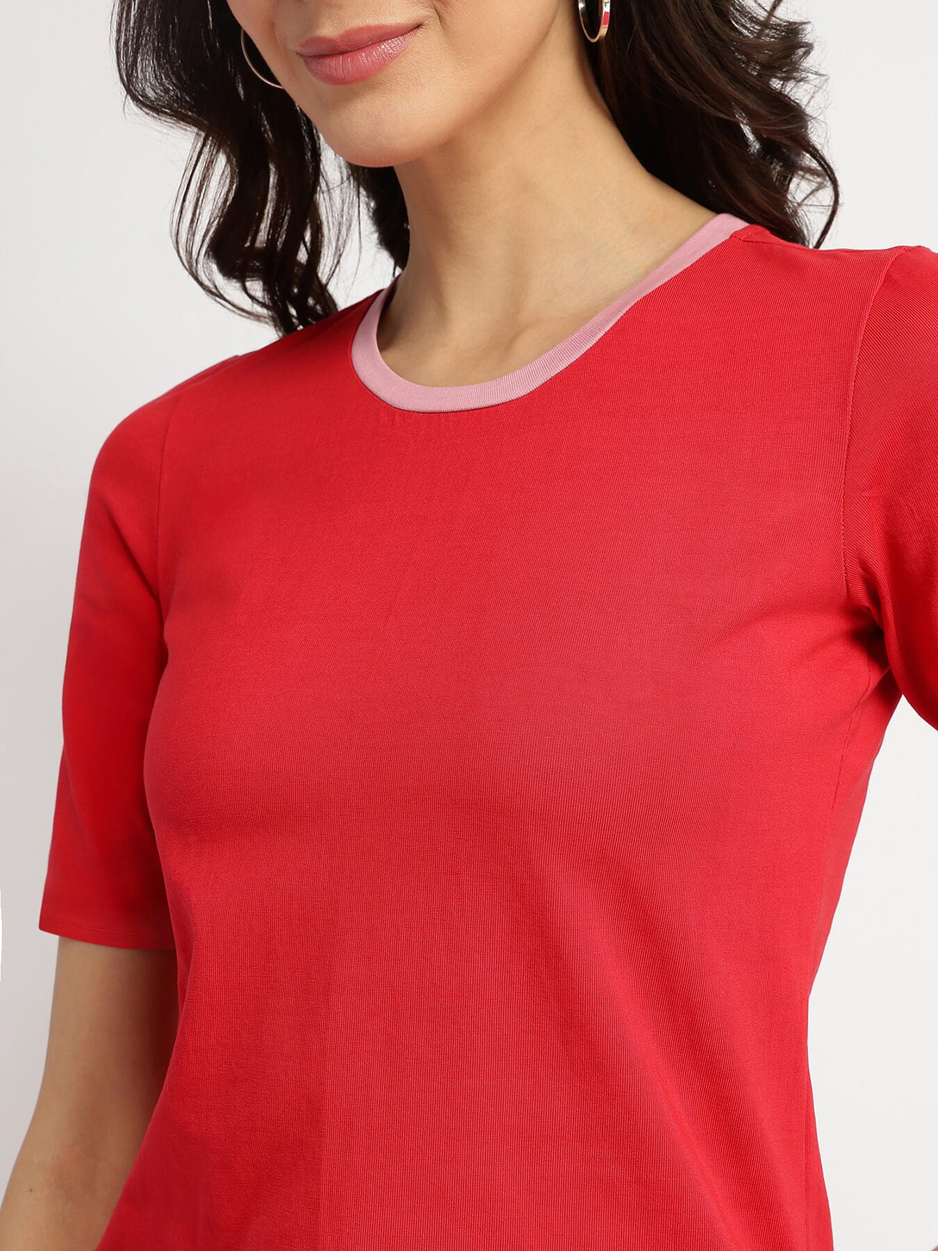 Cotton Crew Neck T-Shirt - Red