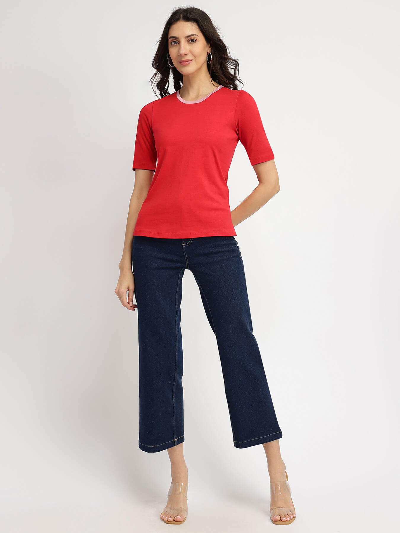 Cotton Crew Neck T-Shirt - Red