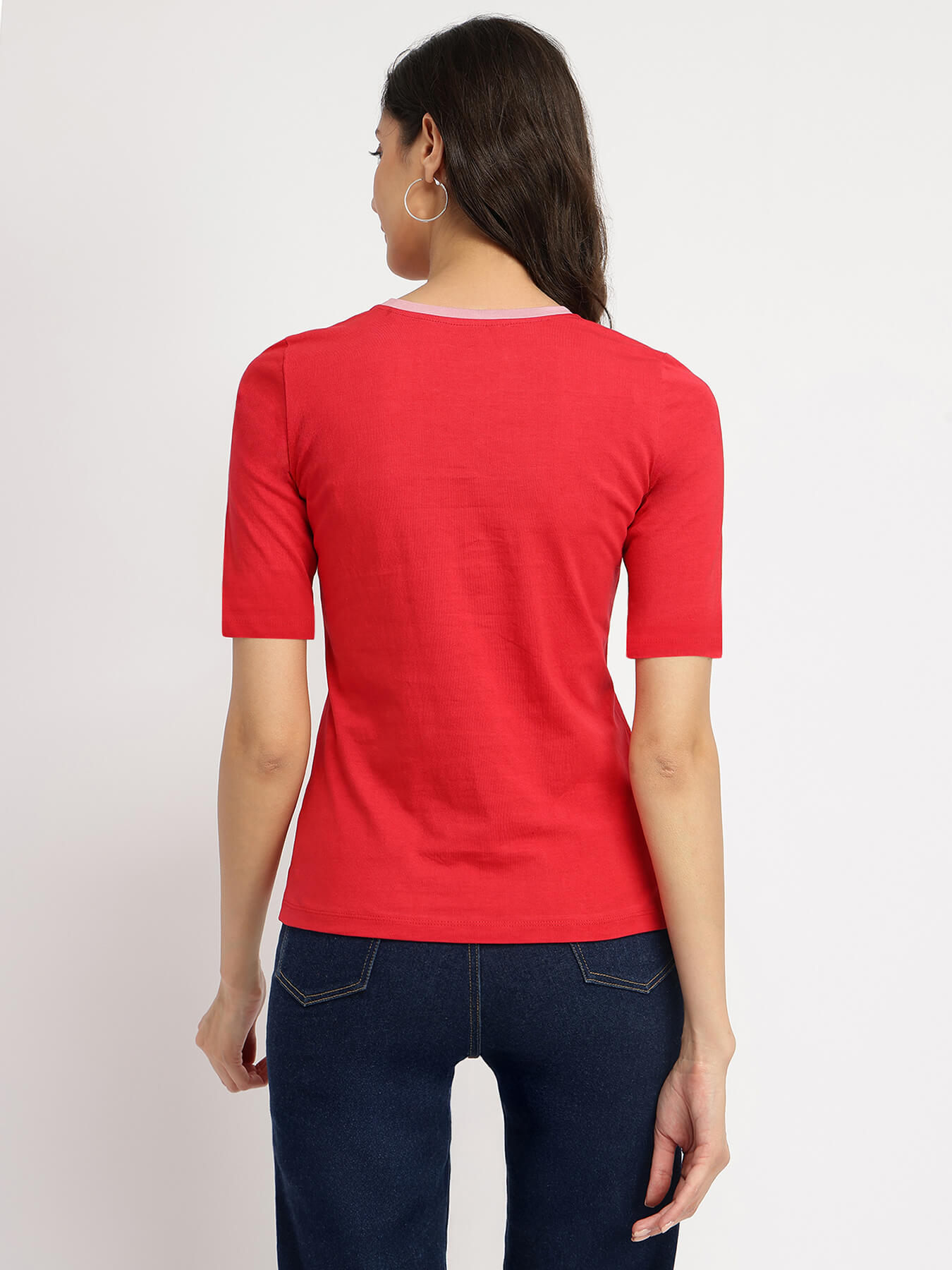Cotton Crew Neck T-Shirt - Red