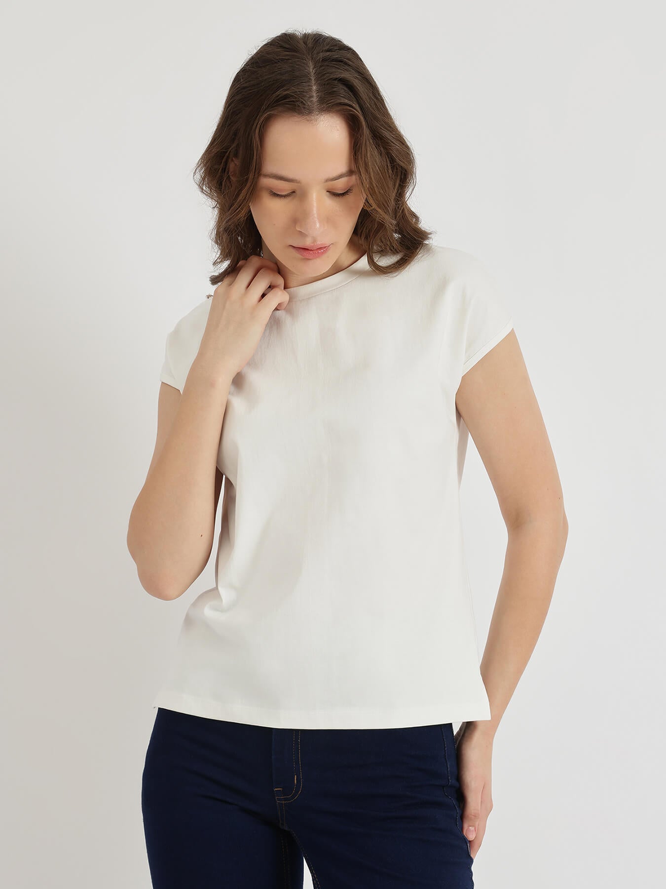 Cotton Crew Neck T-Shirt - White