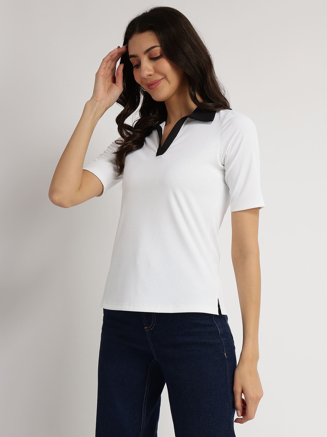 Colourblocked Polo T-shirt - White