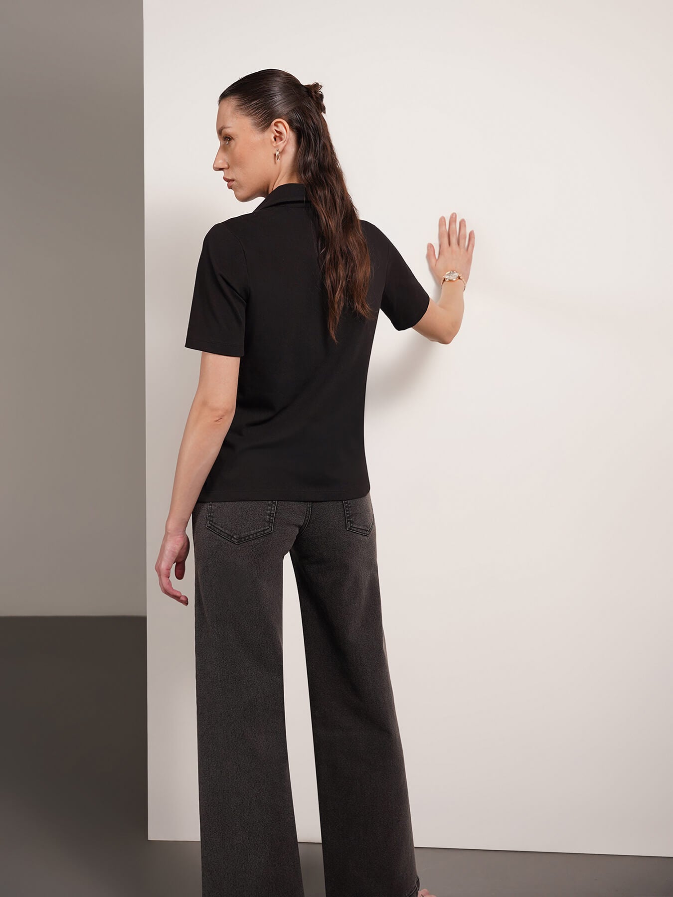 Cotton Polo T-Shirt - Black