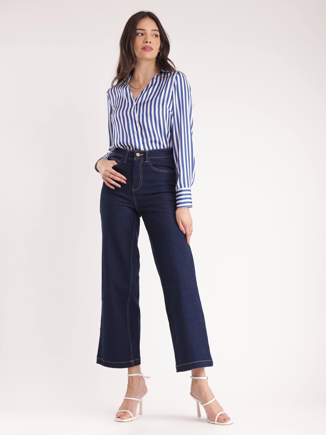 Satin Stripes Shirt - Blue