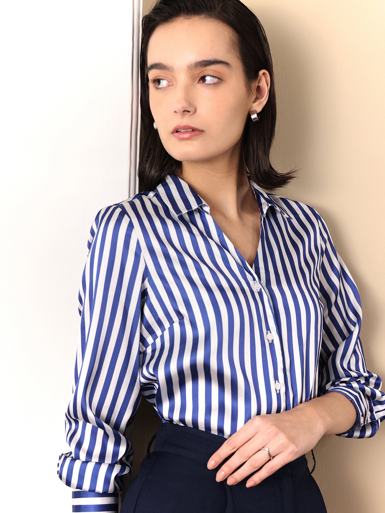 Satin Stripes Shirt - Blue