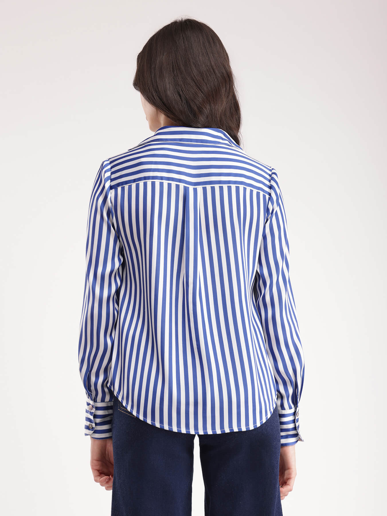 Satin Stripes Shirt - Blue