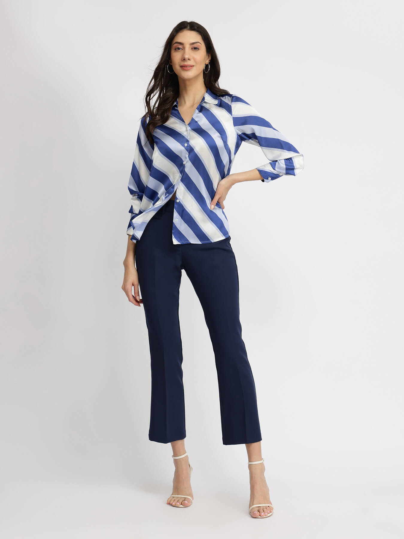 Satin Striped Shirt - Blue