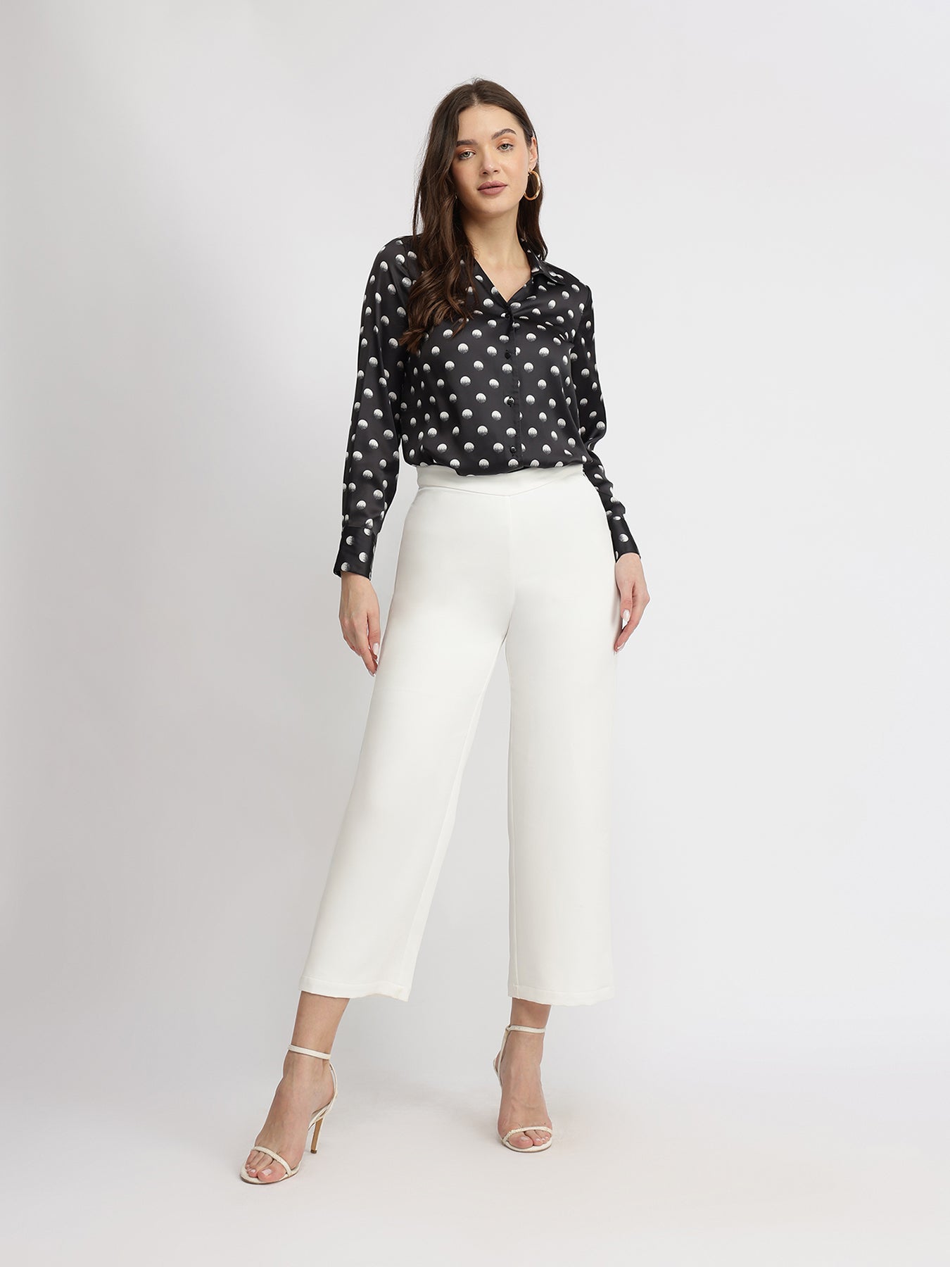 Satin Polka Dot Shirt - Black