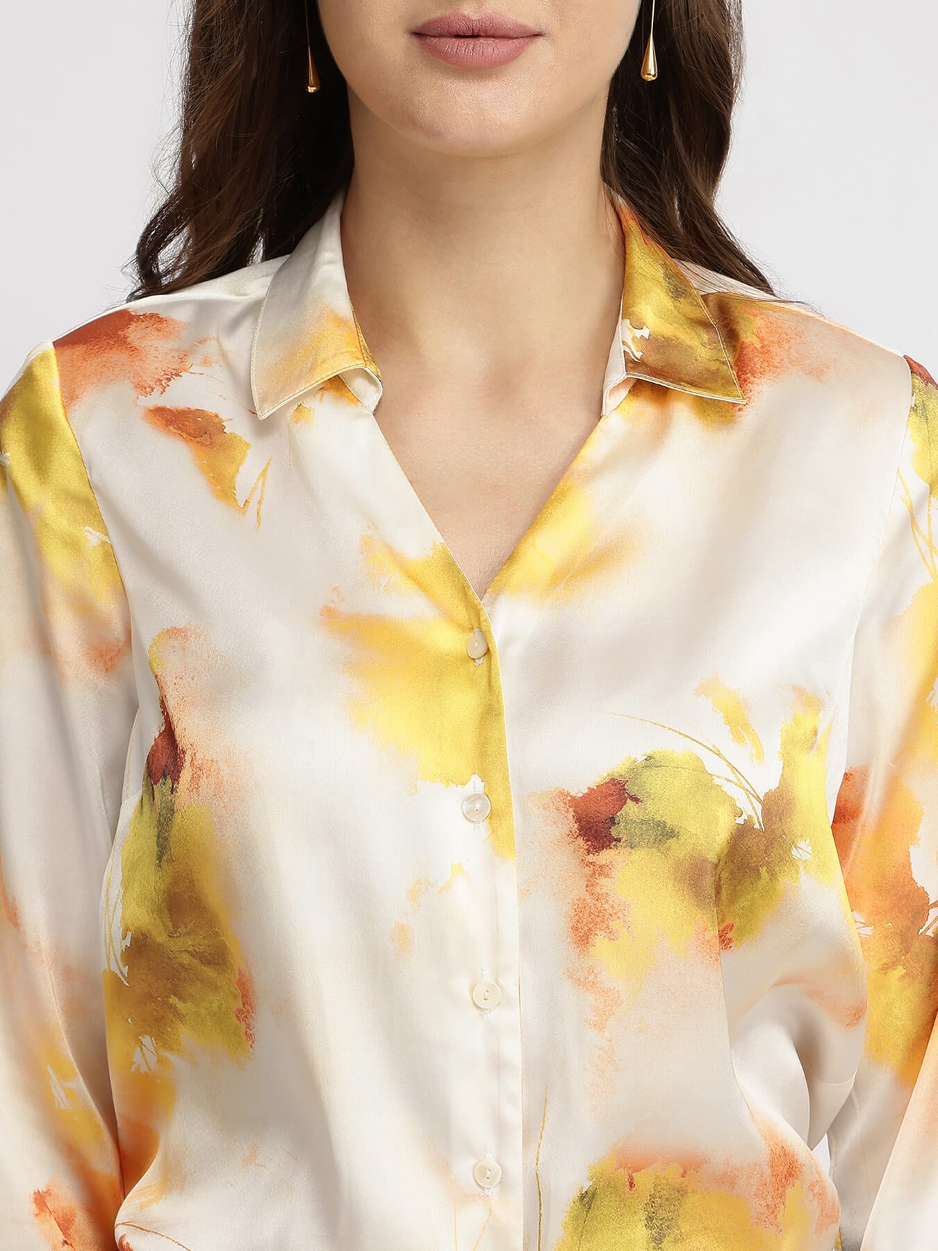 Satin Floral Shirt - Yellow