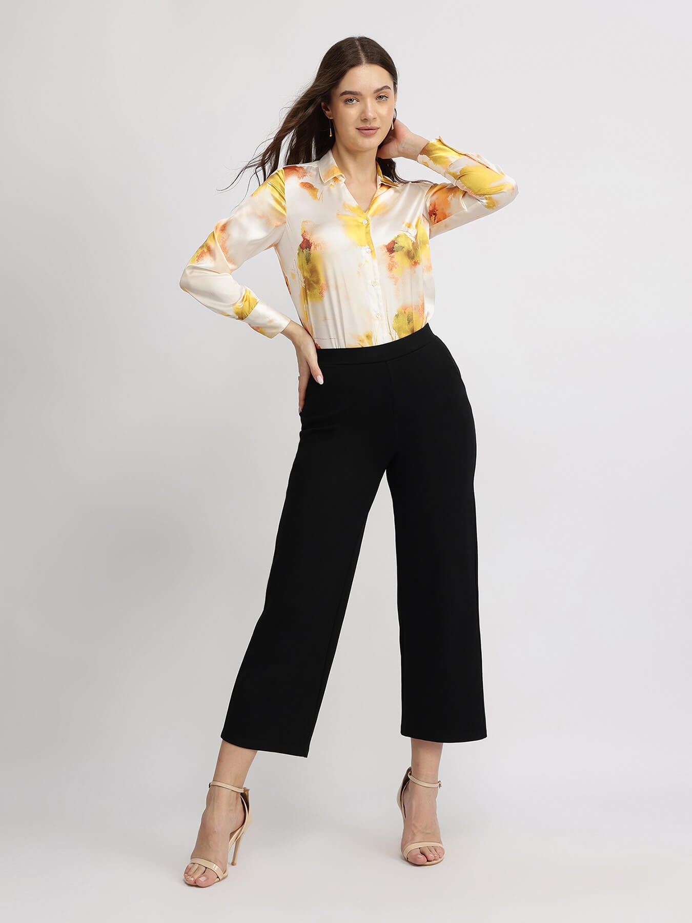 Satin Floral Shirt - Yellow