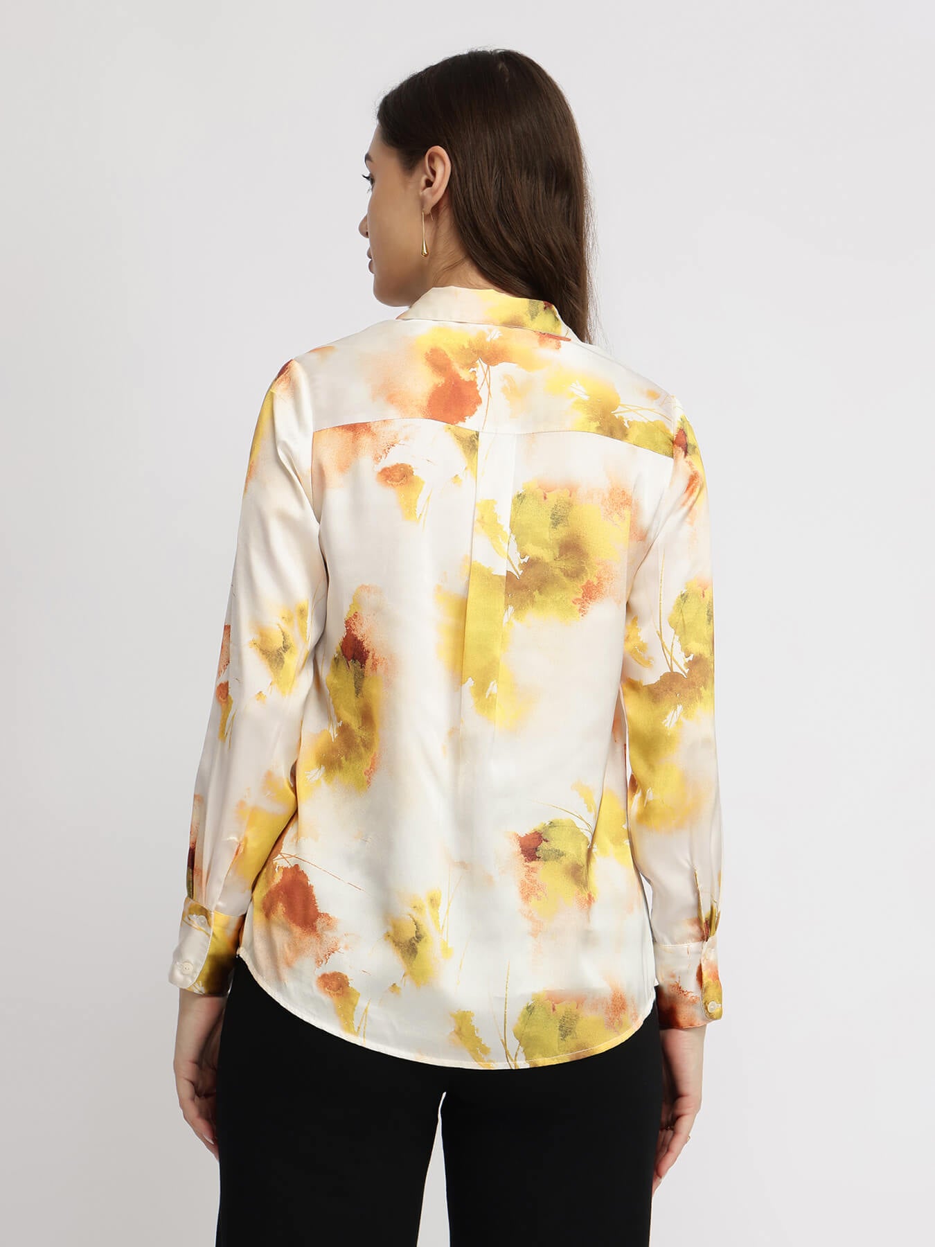 Satin Floral Shirt - Yellow