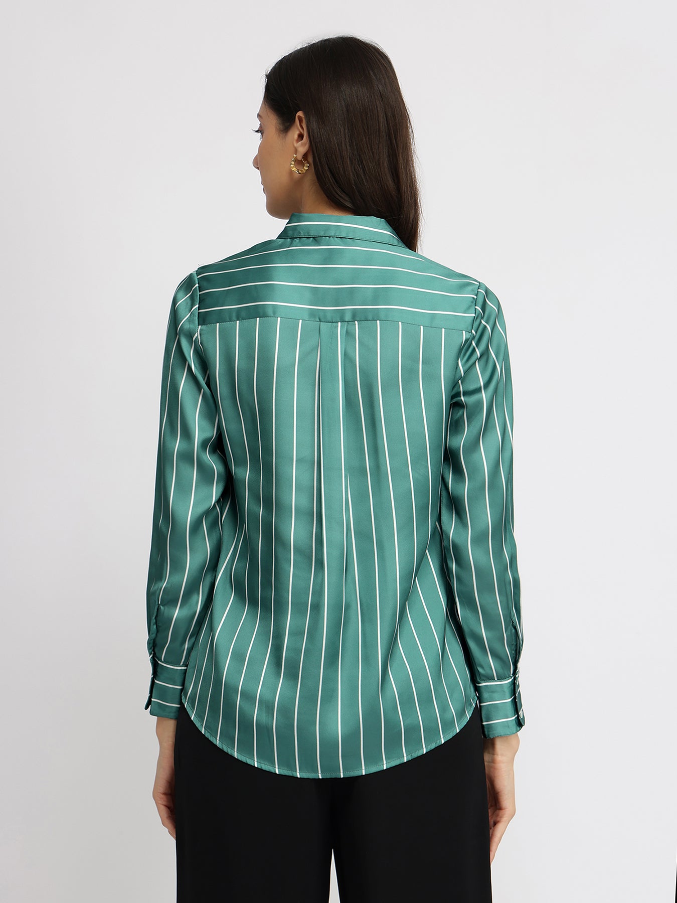 Satin Striped Shirt - Green