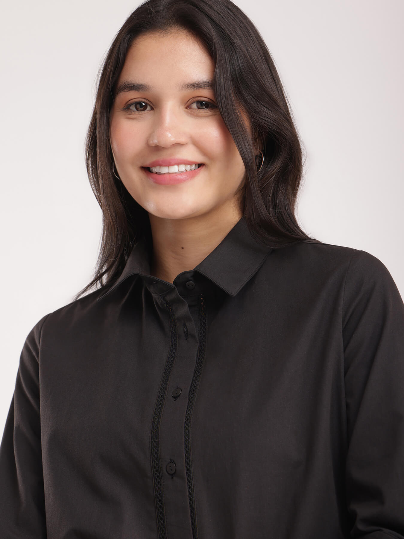 Cotton Lace Shirt - Black