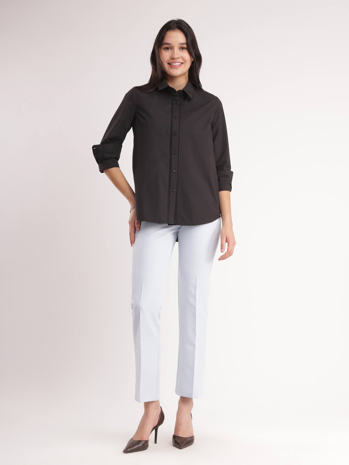 Cotton Lace Shirt - Black