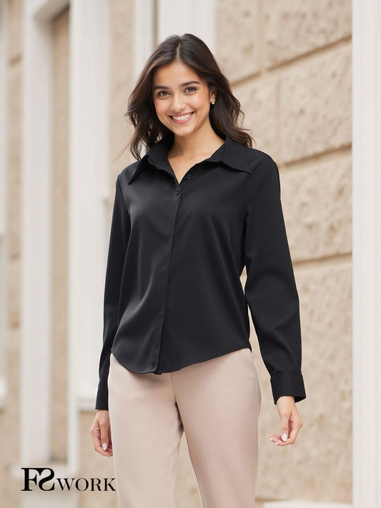 Collared Neck Shirt - Black