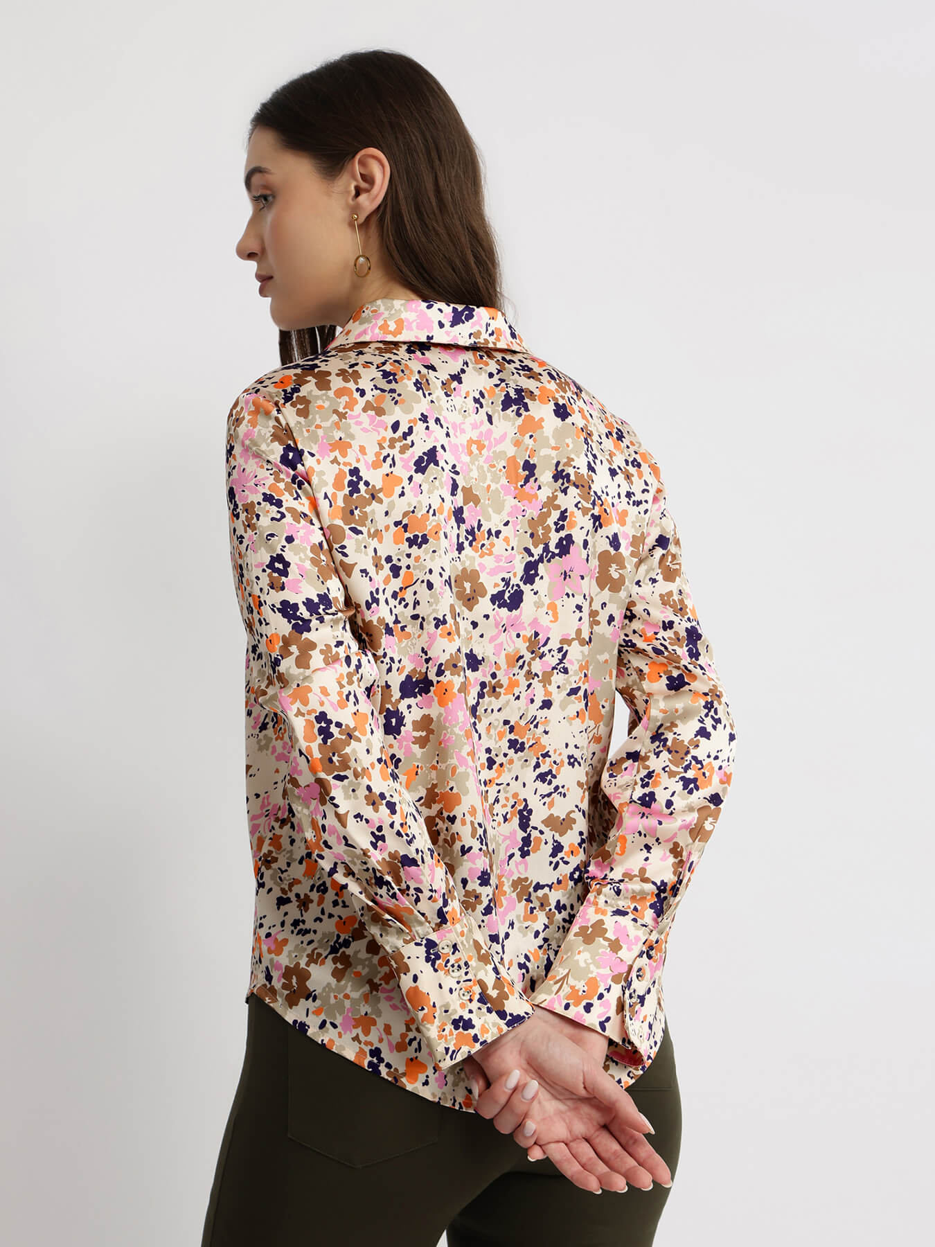 Satin Abstract Print Shirt - Multicolour