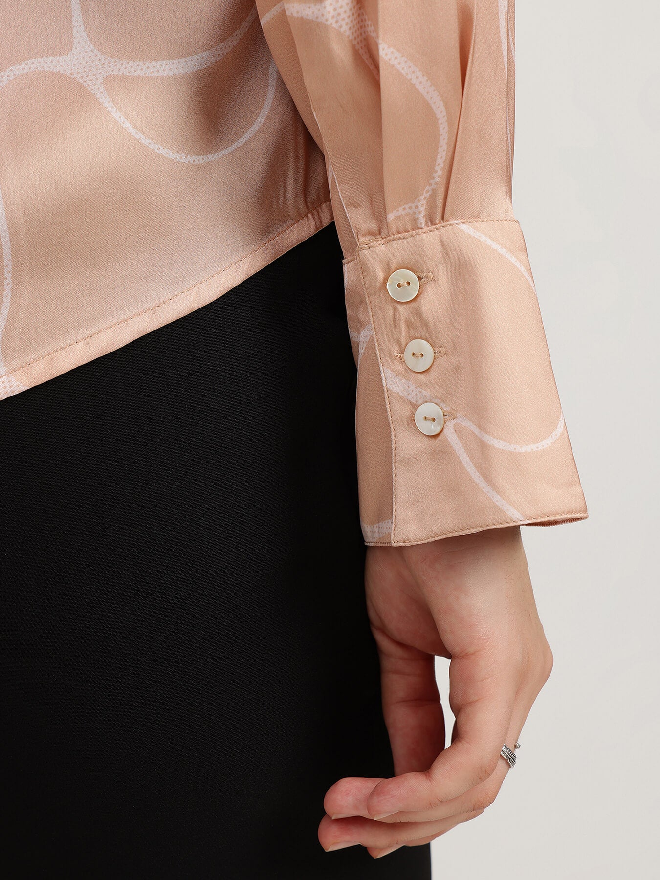 Satin Abstract Print Shirt - Peach