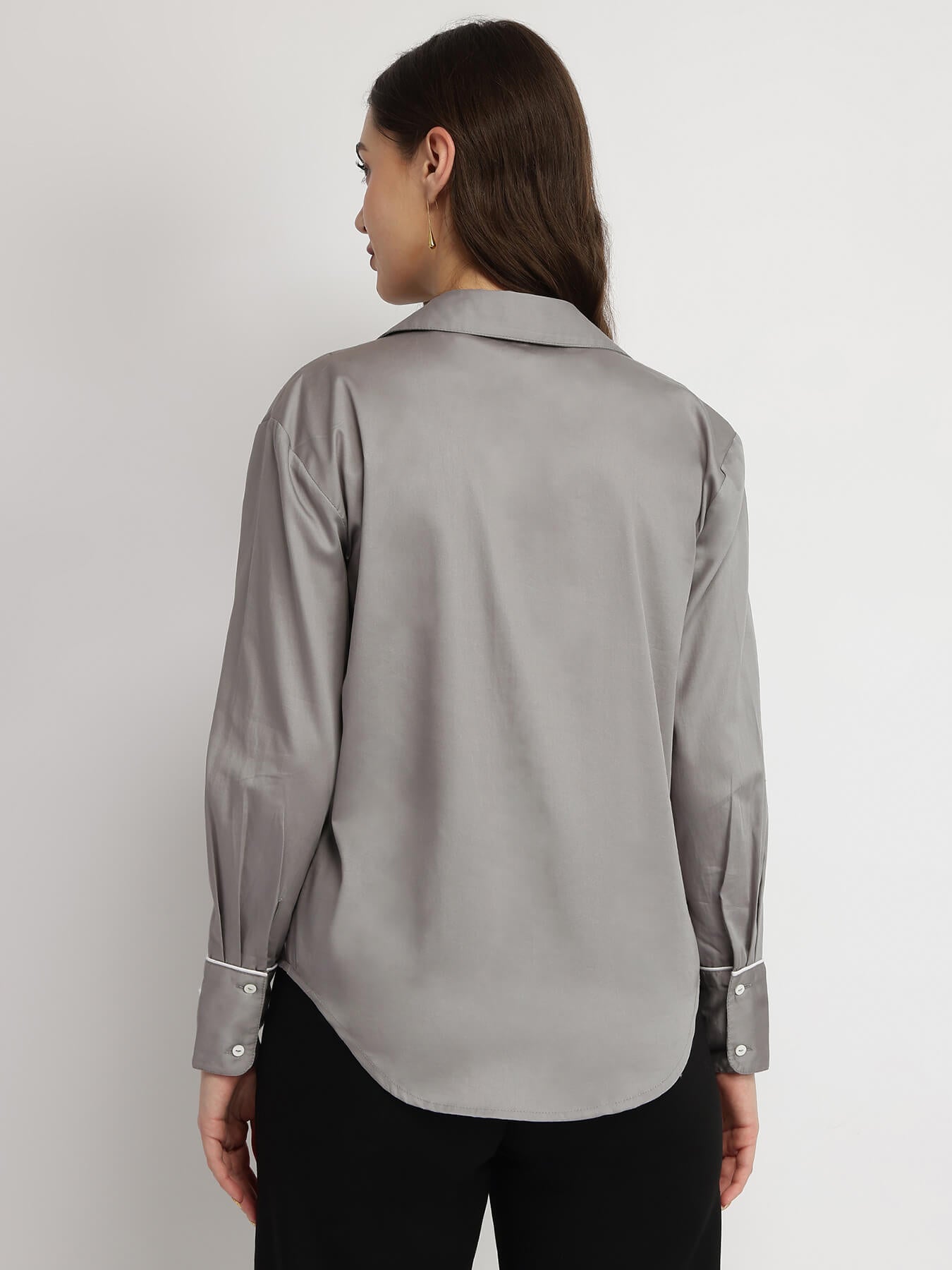 Cotton Satin Shirt - Grey