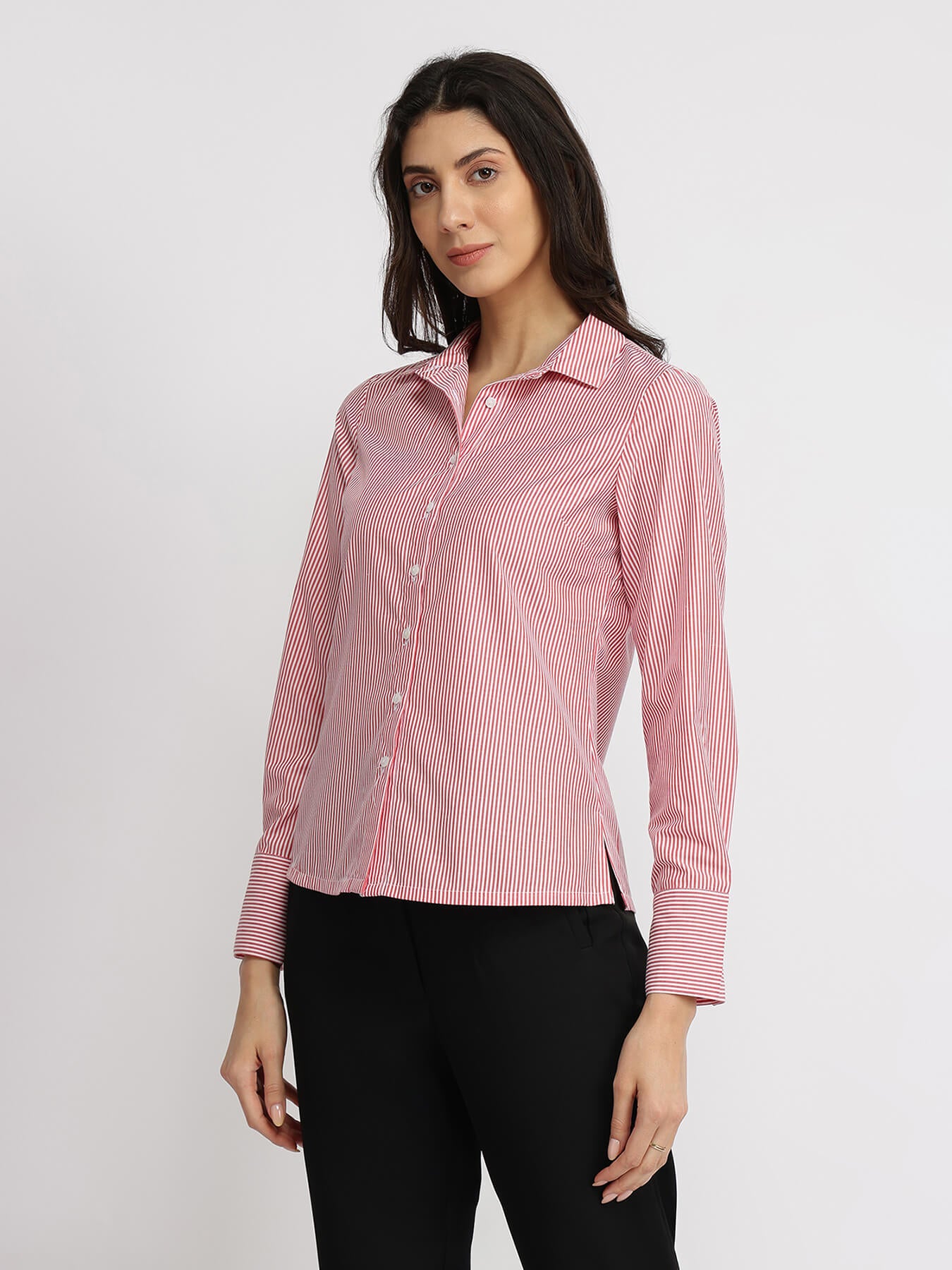 Cotton Striped Shirt - Red & White