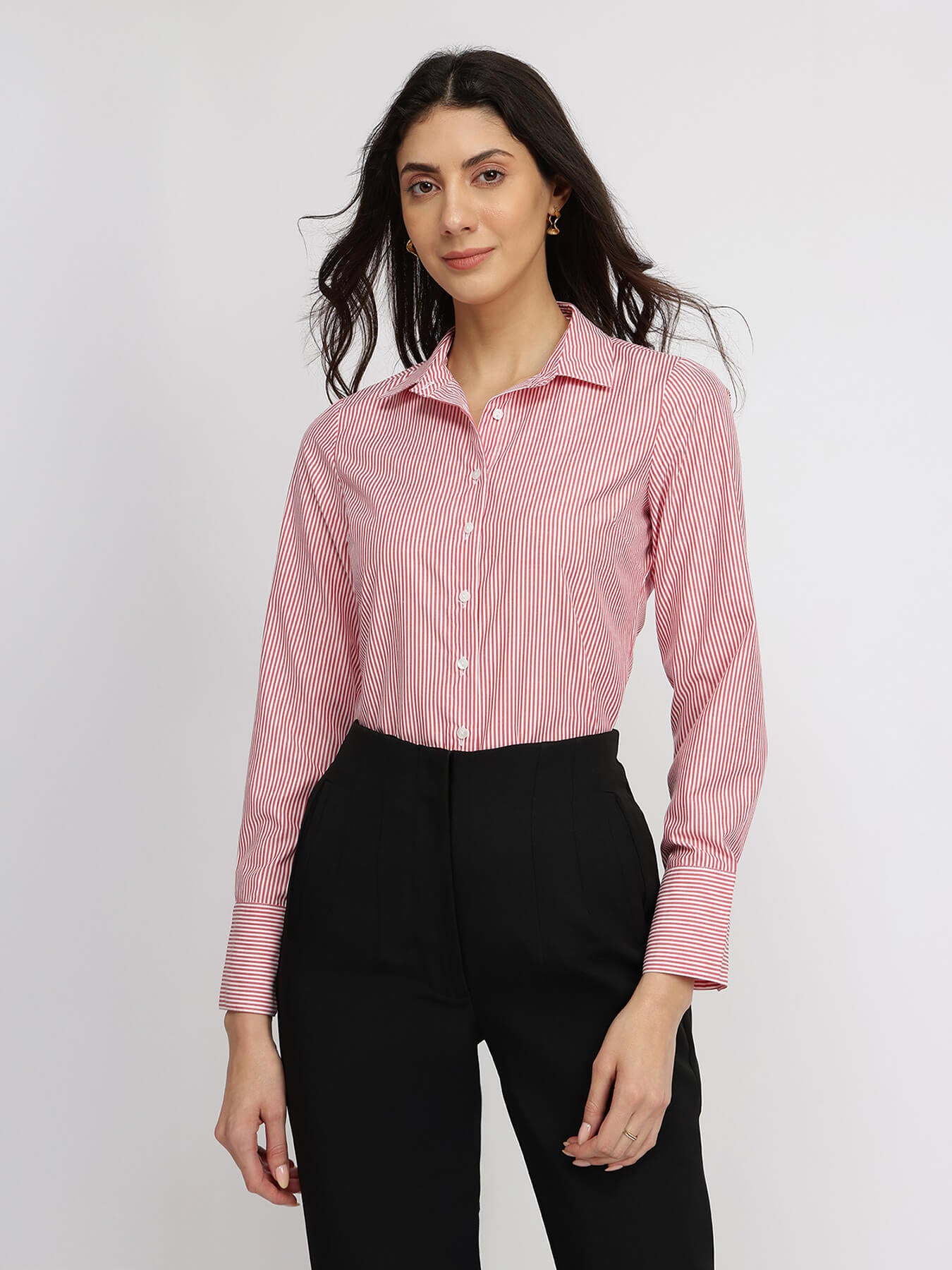Cotton Striped Shirt - Red & White