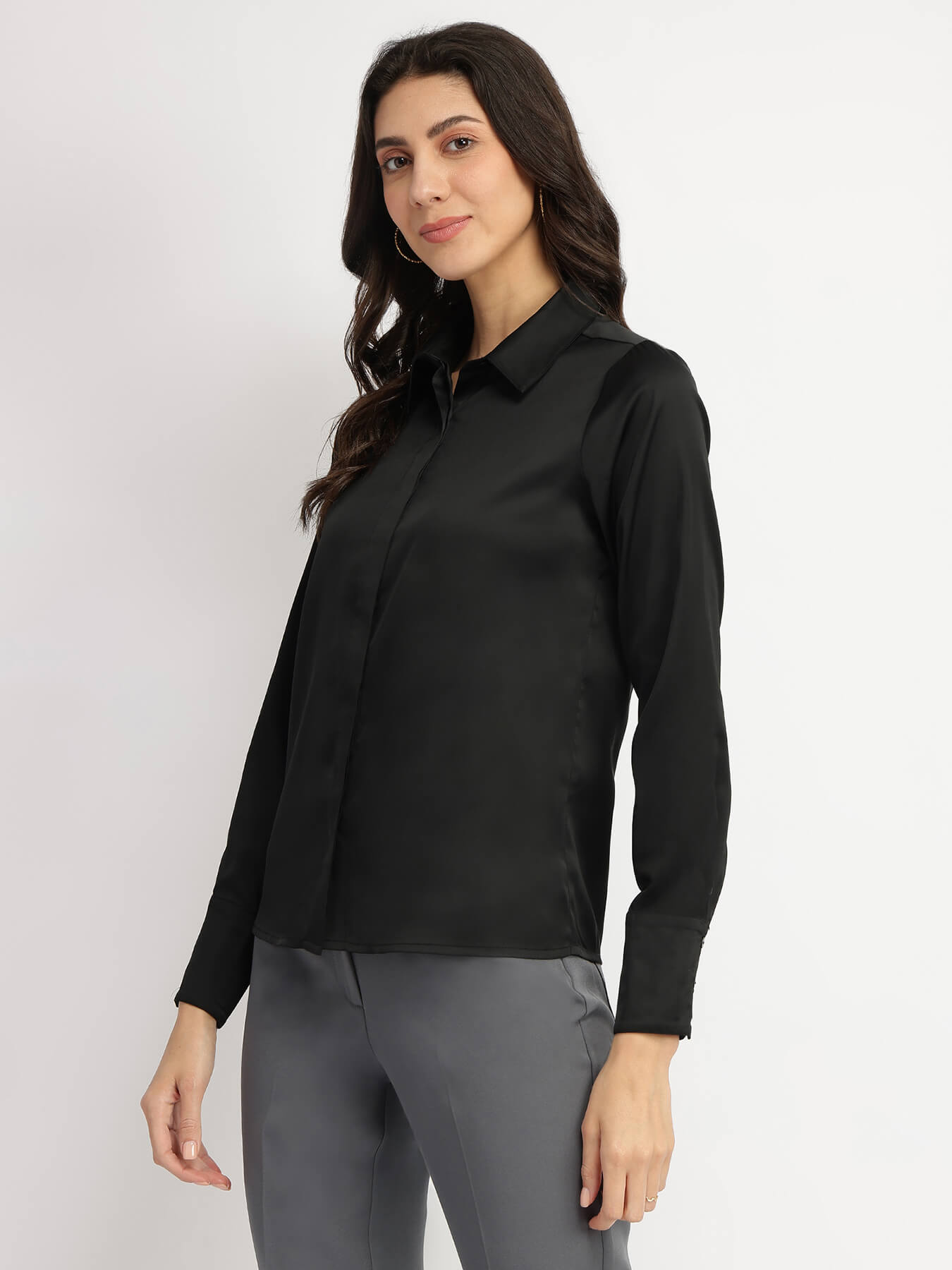 Satin Shirt - Black