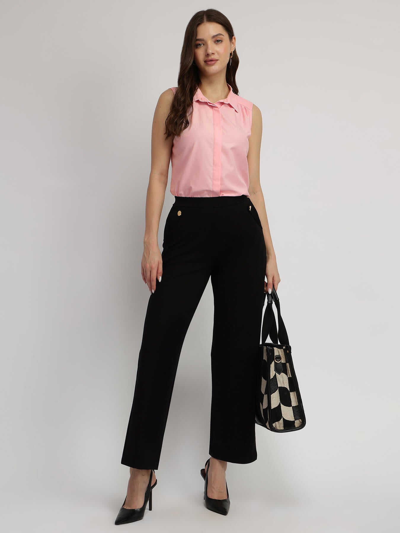 Cotton Gather Detail Shirt - Pink